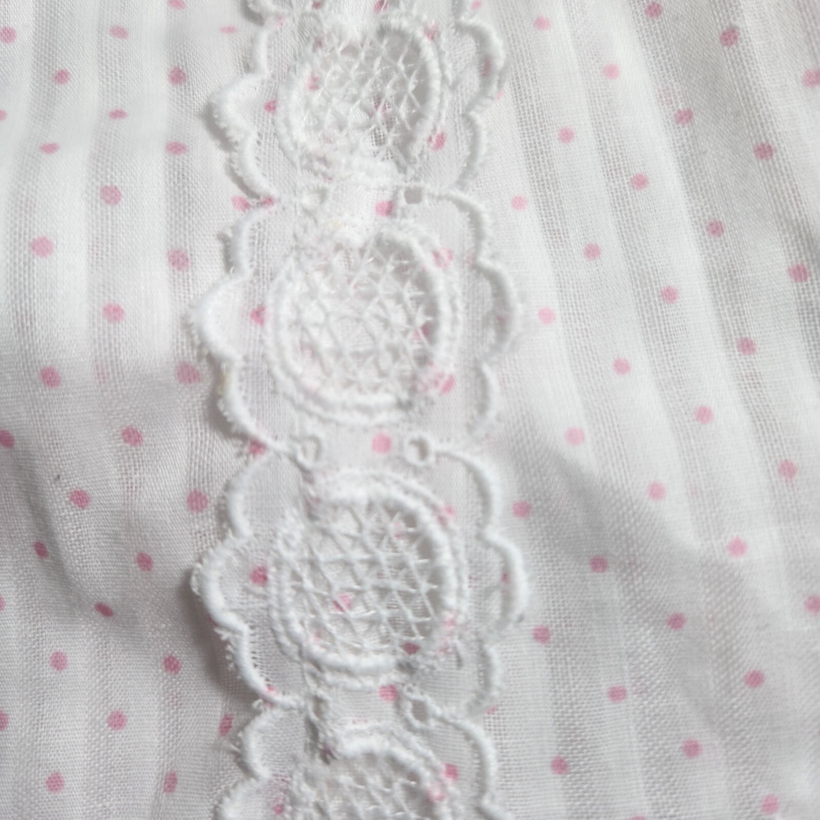 Vintage Night Flowers NY Womens Floral Print Lace Trim Sleep Dress Pink Polkadot
