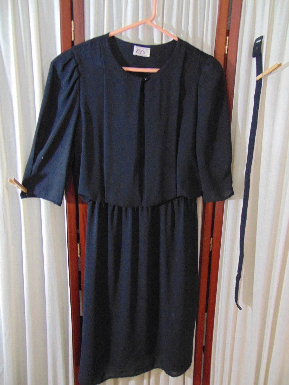 1970s Black Cocktail/Dressy DRESS by C.J.’s-M- Blouson Style-CLASSY – SALE