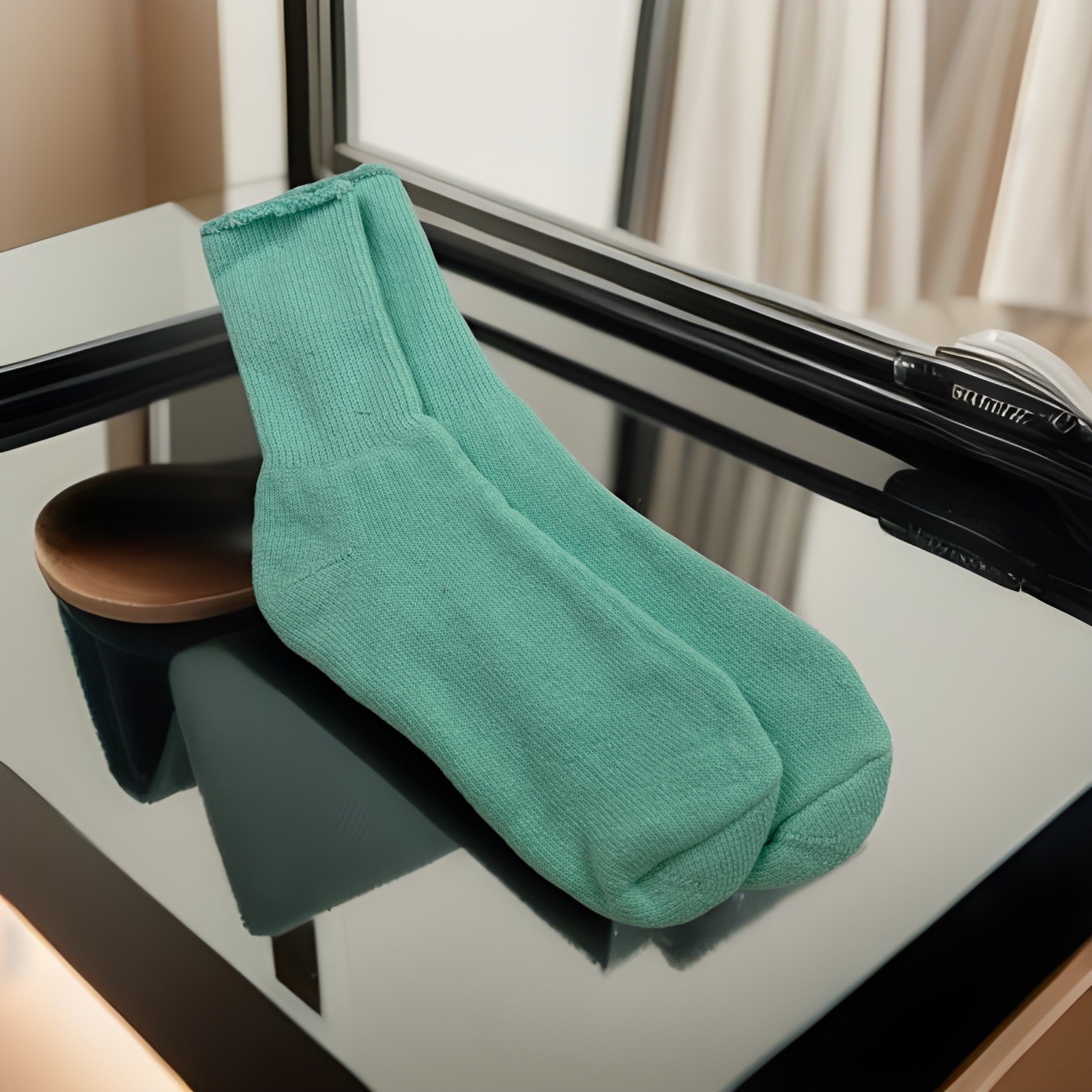 Women’s VTG Socks Mint Green Crew Acrylic Blend Over the Calf Size 9-11 USA Made