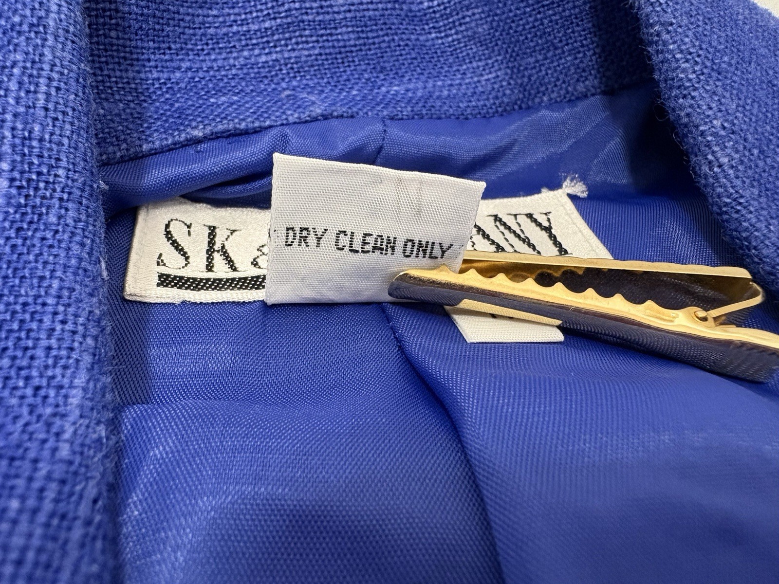 Vintage SK & Co. Royal Blue Women’s Blazer Gold Buttons Pockets Shoulder Pads