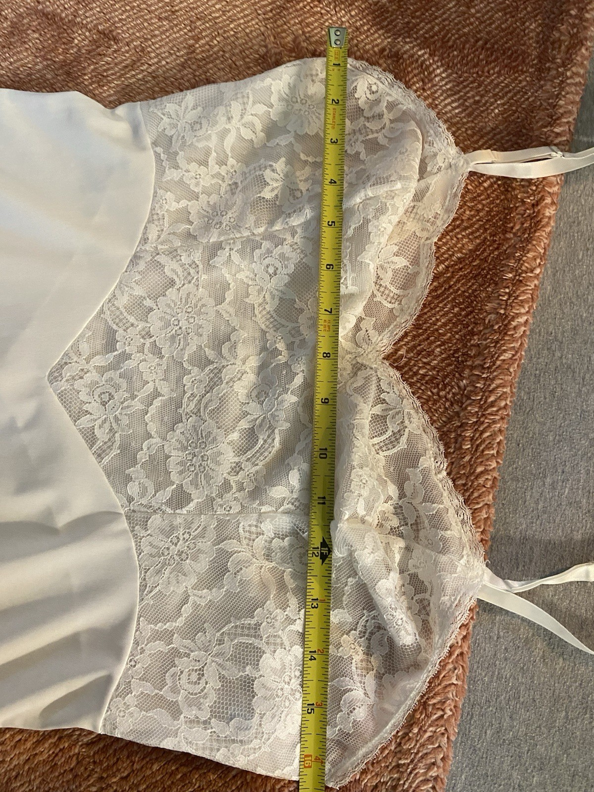 Vanity Fair Vintage Lace Bodice Ivory Mini Slip Dress Size 34 Small VGC