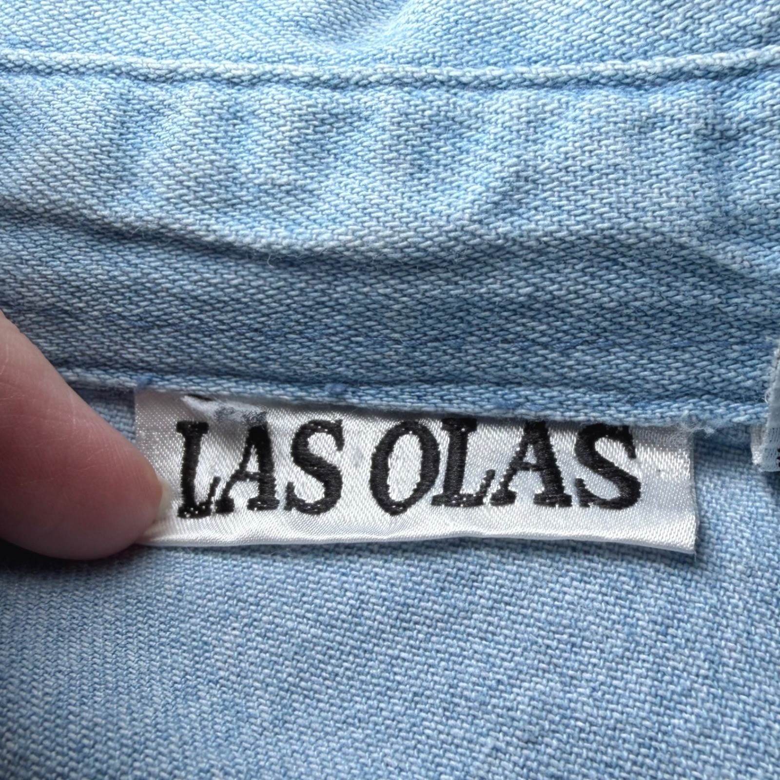 Vintage ⁠Las Olas Womens Size XL Denim Shirt Blue Embroidered Casino Card Dice