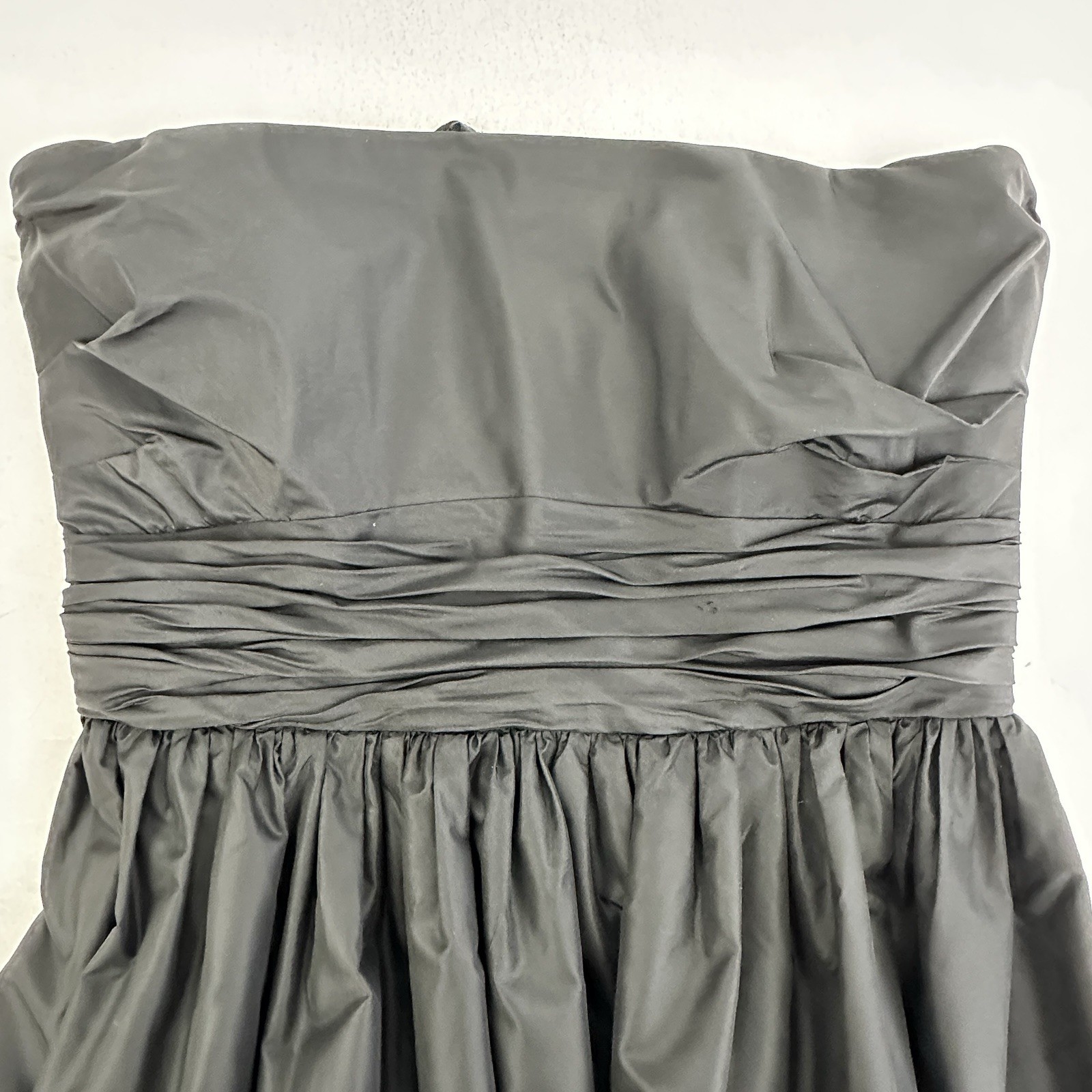 Vtg Sara Fredericks Black Strapless Taffeta & Lace Dress w/Lace Top S/M /cb