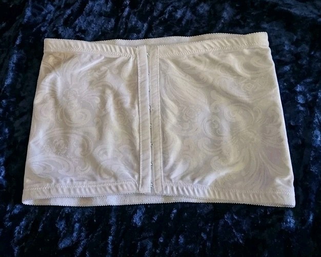 Vintage 90s Cupid 5067 Extra Firm Control Waist Cincher Girdle Damask White Larg