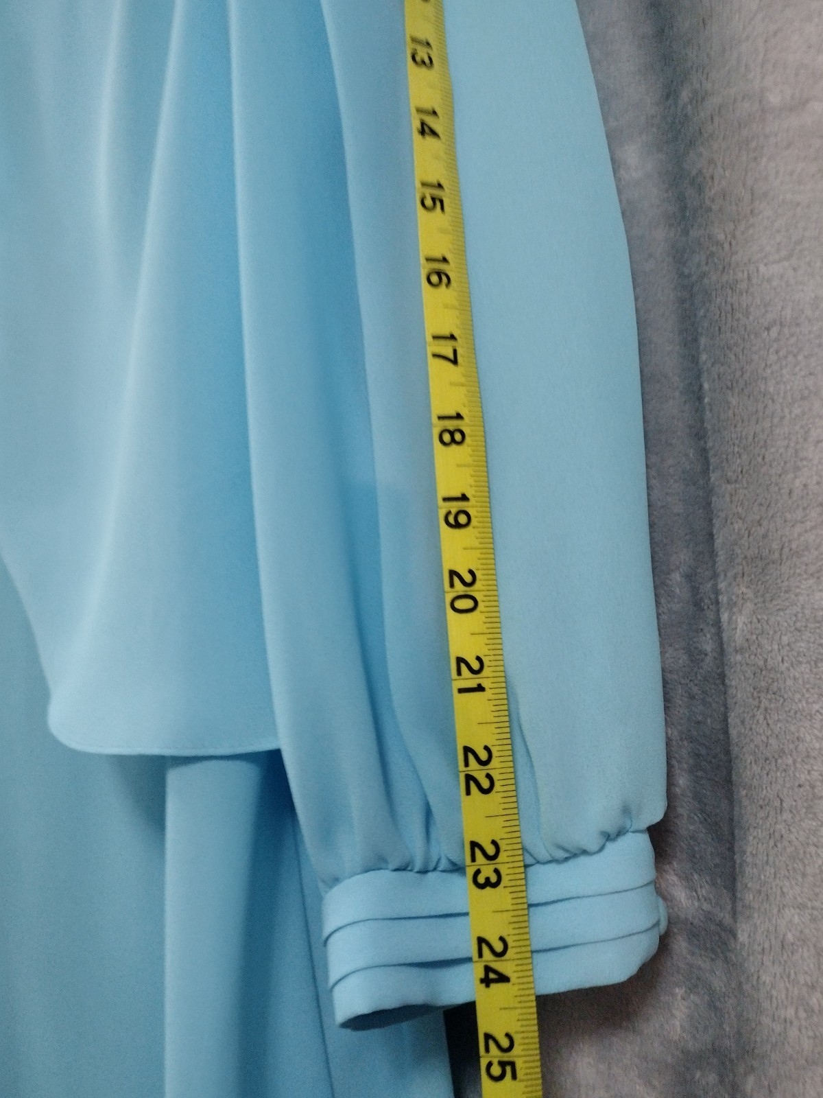 Vtg 70s Ice Blue Maxi Dress 16 1/2 Sheer Cardigan Jacket Made USA Formal Wedding