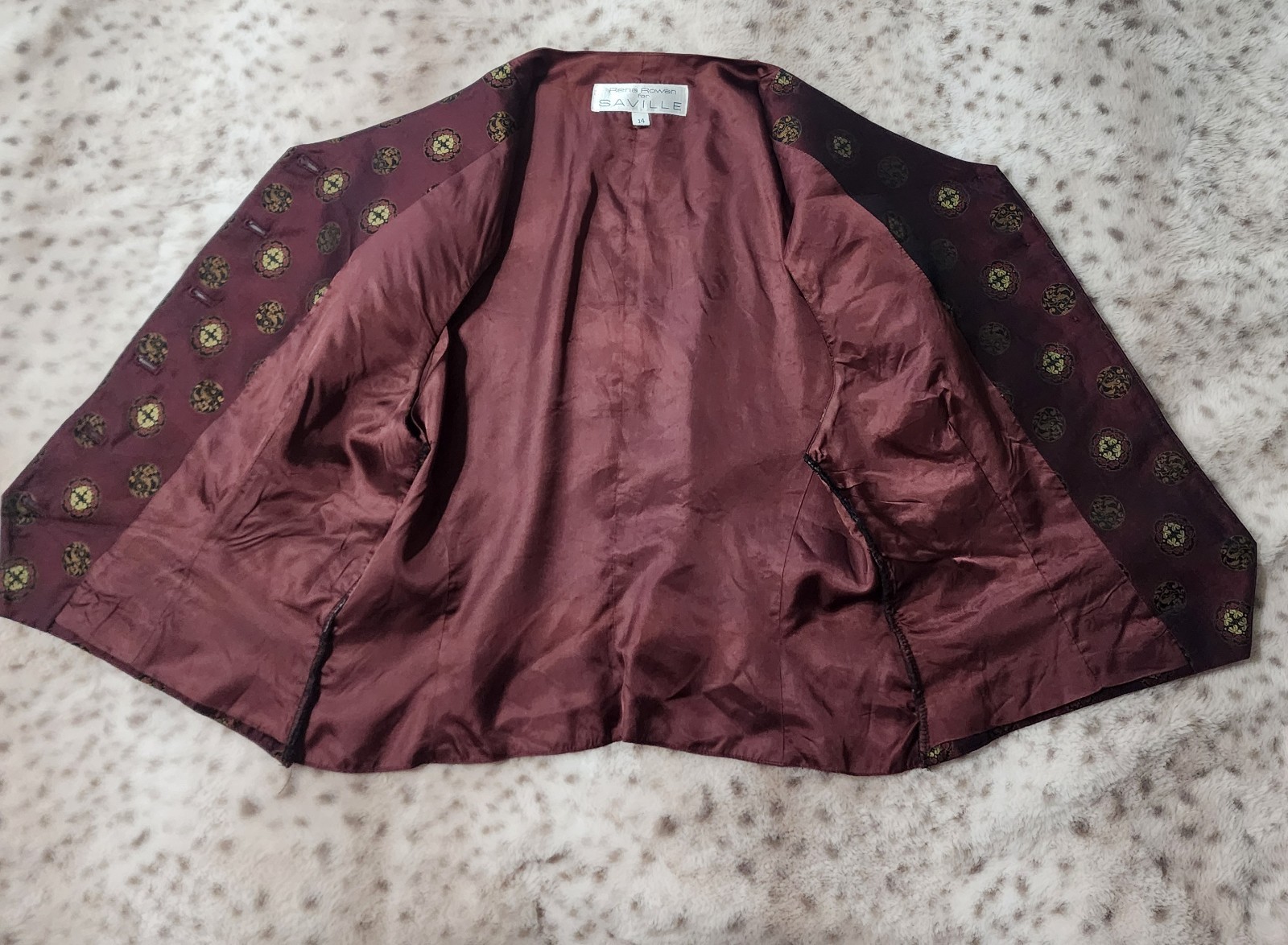 Vintage 90s Rena Rowan For Saville Brocade Vest Size 14
