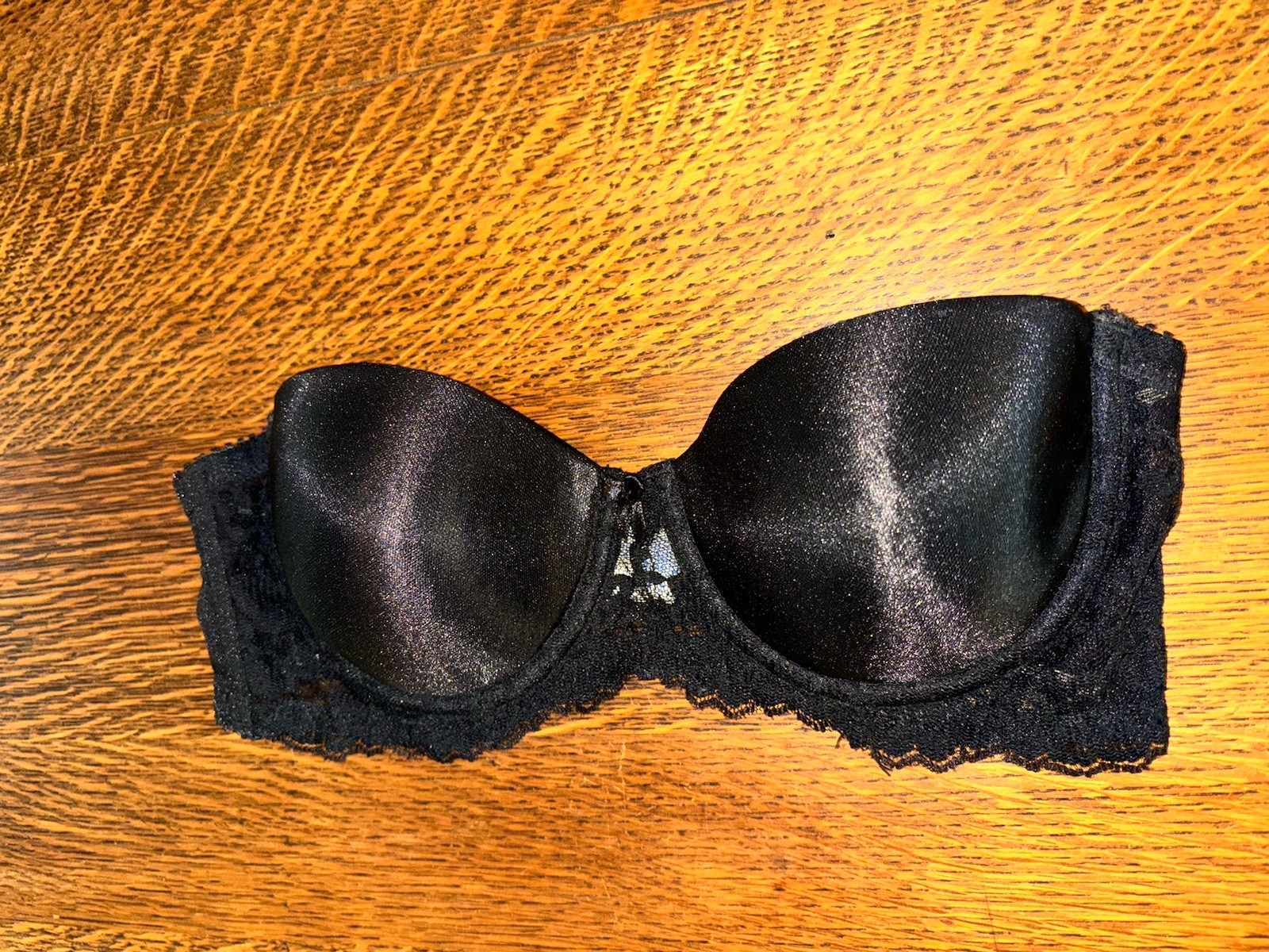 Vintage Bestform Strapless Padded Underwire Bra Black Sz 34B
