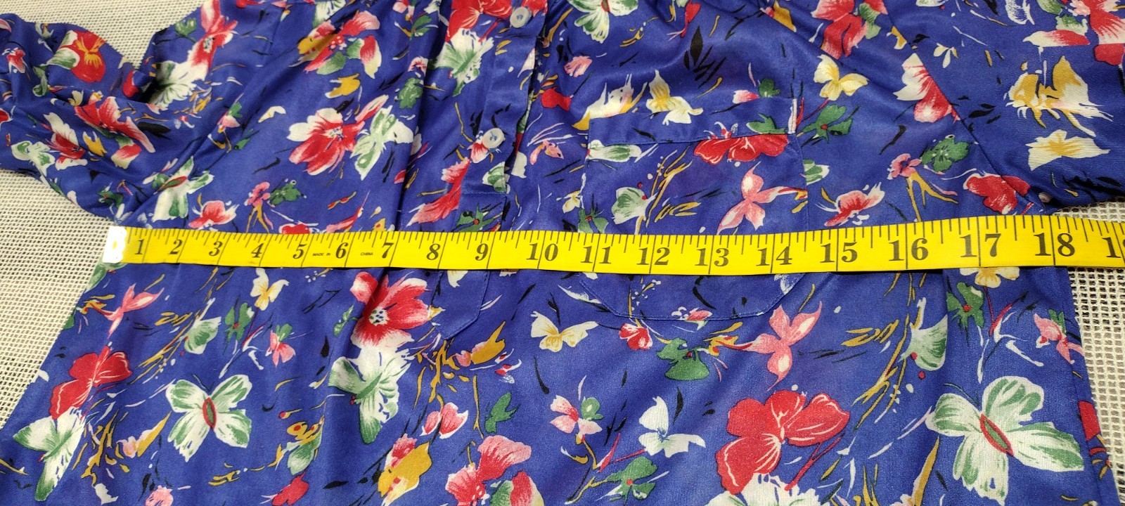 70s Organically Grown Beautiful Blouse Butterflies Watercolor Cobalt Arpeja ART