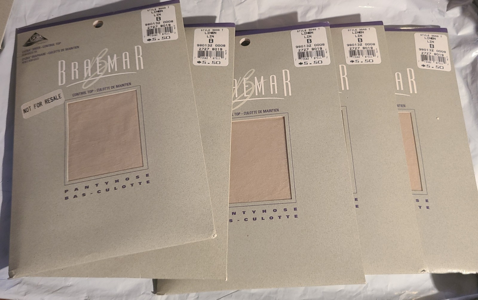 Braemar Women’s New OLD STOCK Nylons X 5 Pairs Linen Colour, Size B Pantyhose
