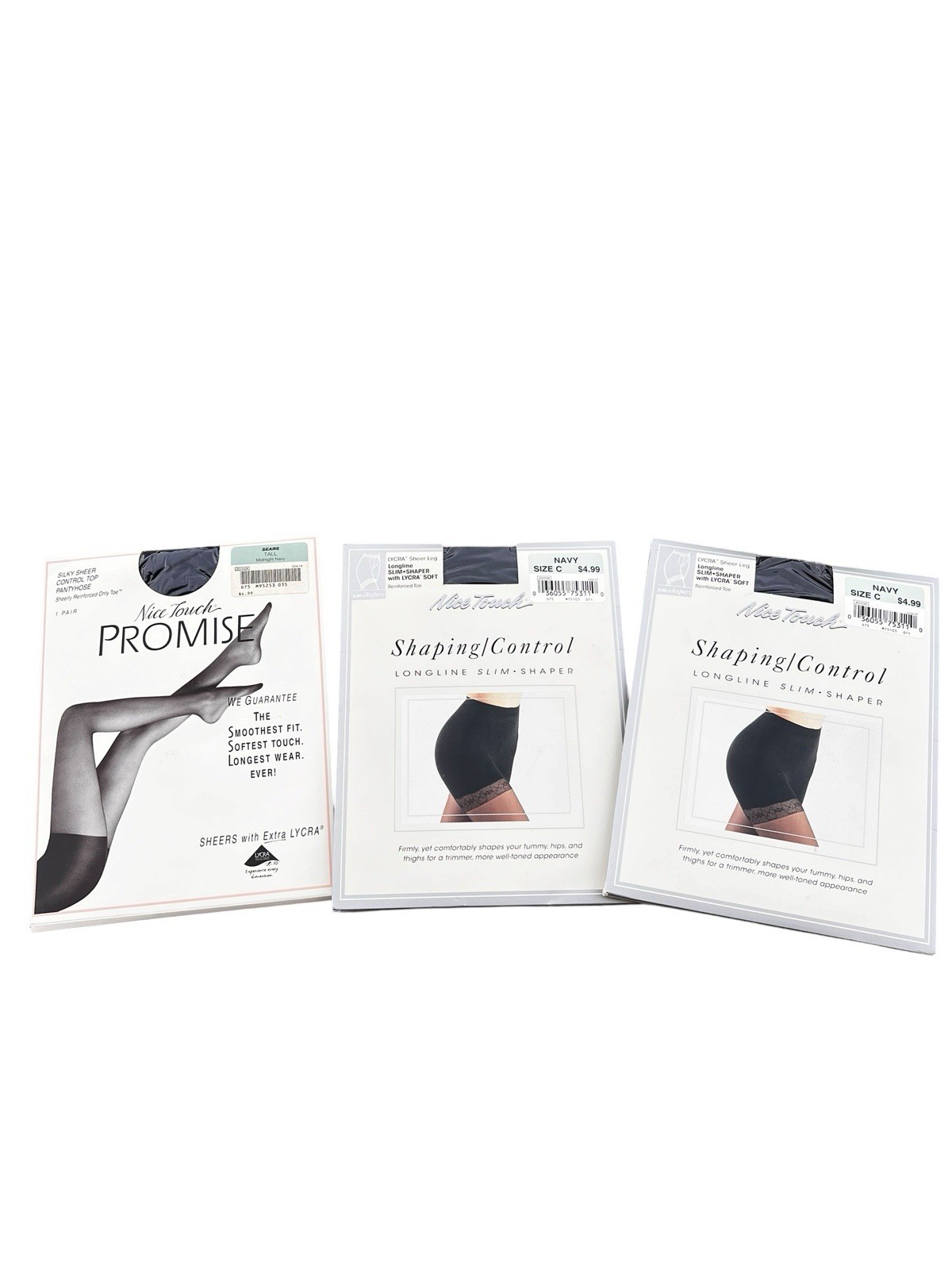 Vintage Nice Touch Pantyhose Control Top Navy Blue Size C / Tall NOS – Lot of 3