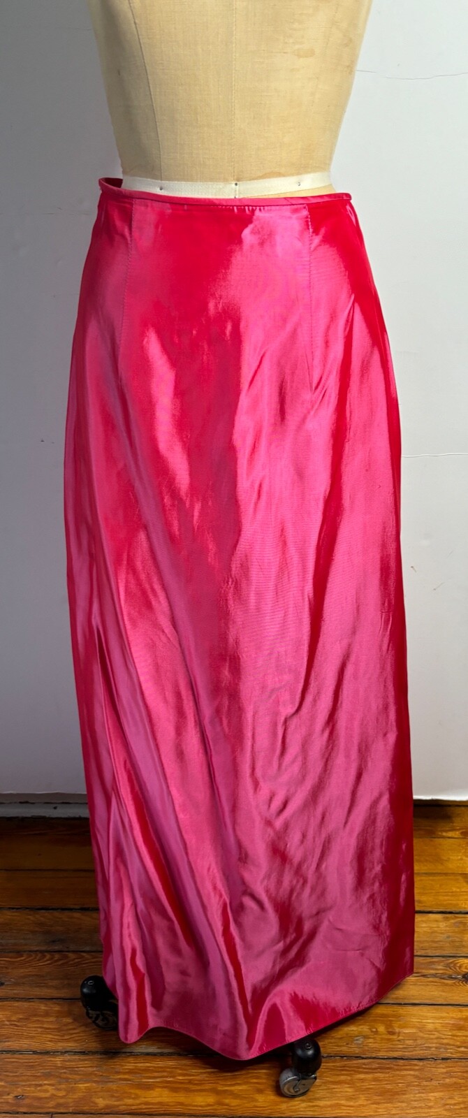 VTG Y2K JESSICA MCLINTOCK GUNNE SAX*PINK TAFFETA STRAIGHT FLAT MAXI SKIRT*5 S