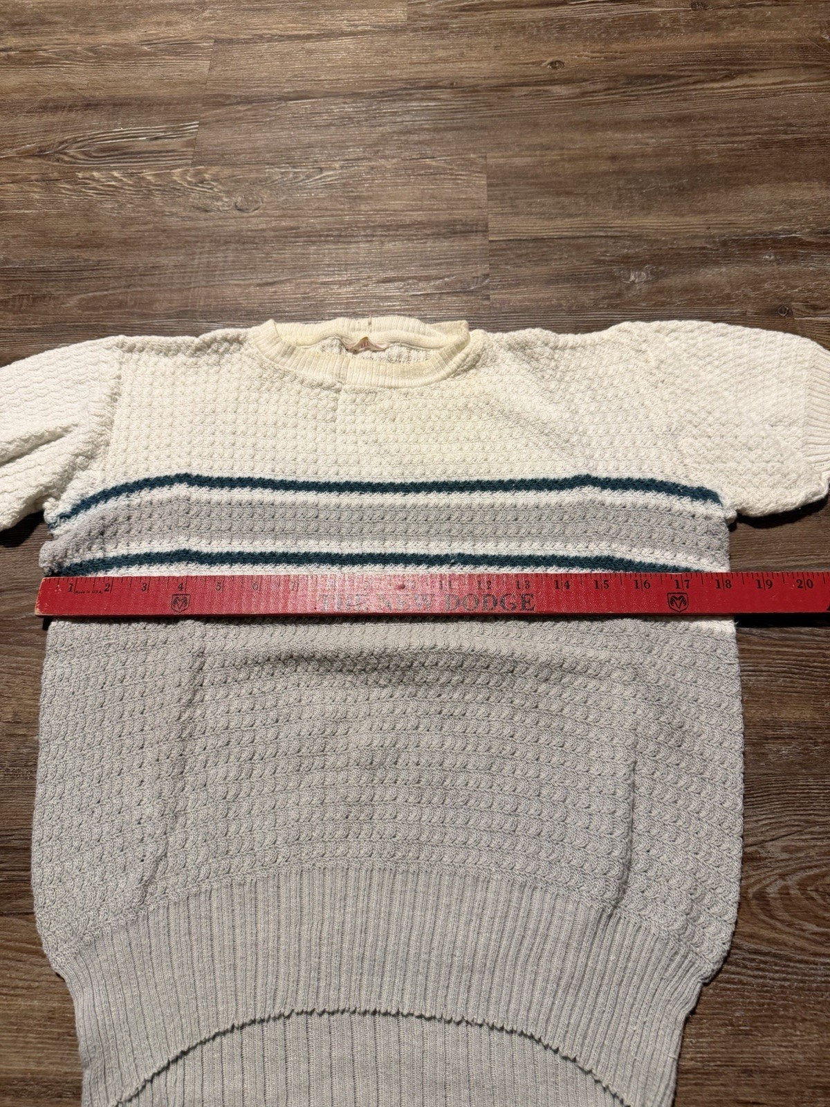Vintage 50s 60s Penney’s Short Sleeve Striped Waffle Knit Cotton Shirt Medium