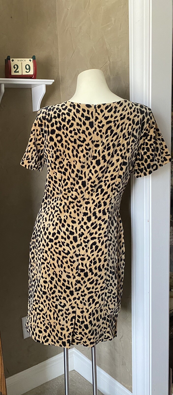 Misty Lane Velvet Cheetah Dress, Size 8, velvet leopard print vintage