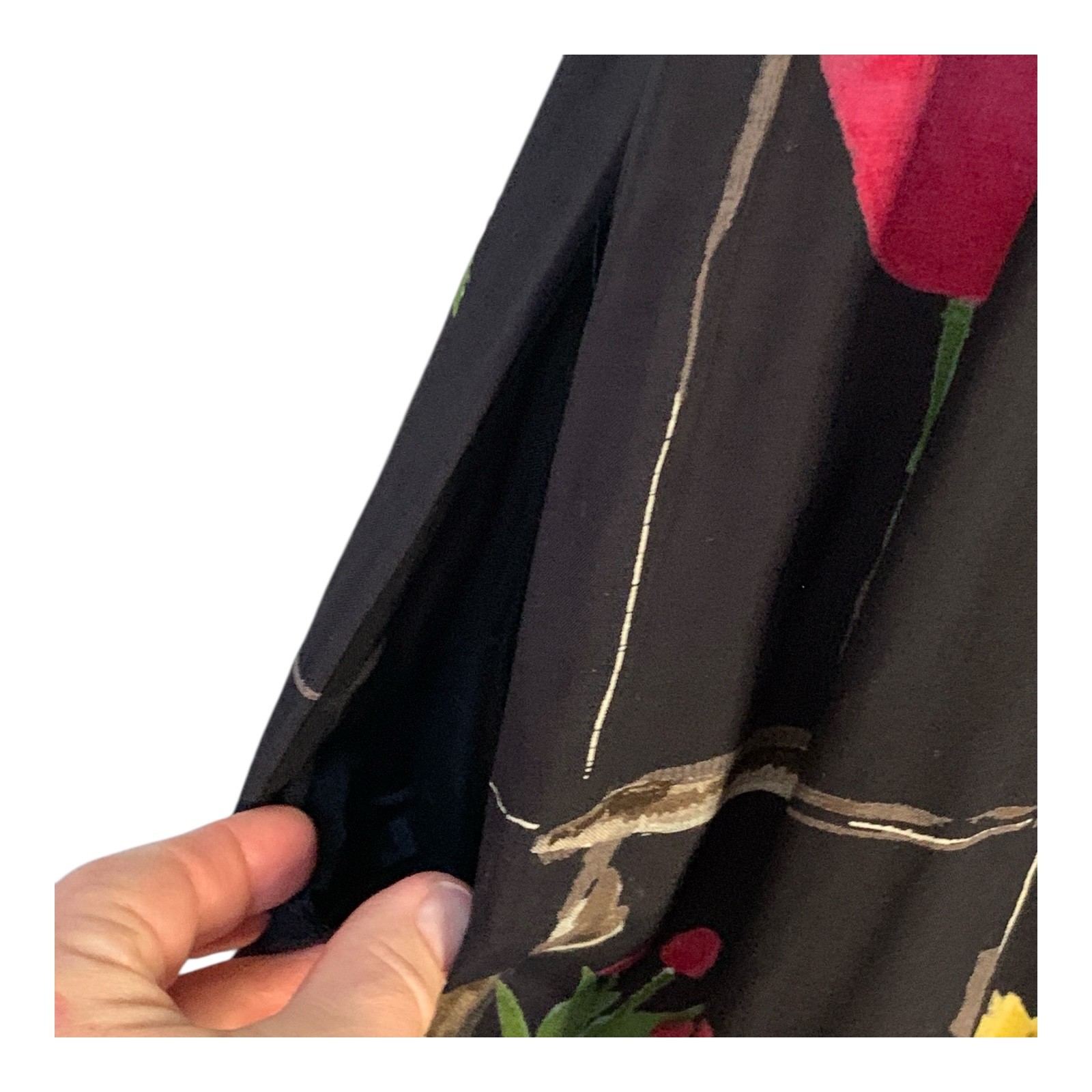 VTG 2-Piece Dress & Jacket Set MEDIUM Black Floral Midi 70s 80s Ilyse Hart LTD
