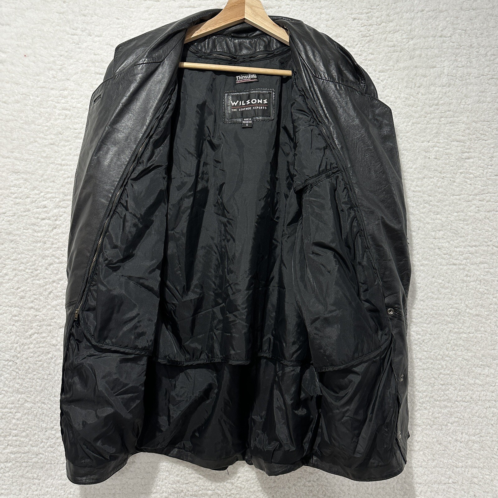 Wilson Vintage Women Thinsulate Lining Removable Black Leather Jacket Size Small