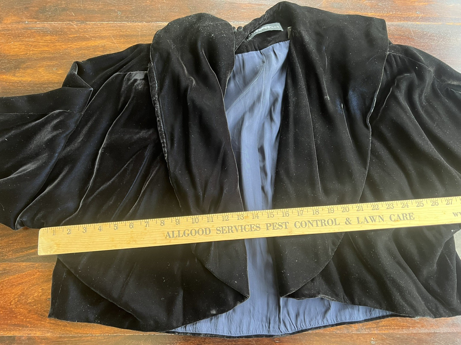Vintage Linda Allard Ellen Tracy Midnight Blue Cropped Collar Velvet OS Jacket