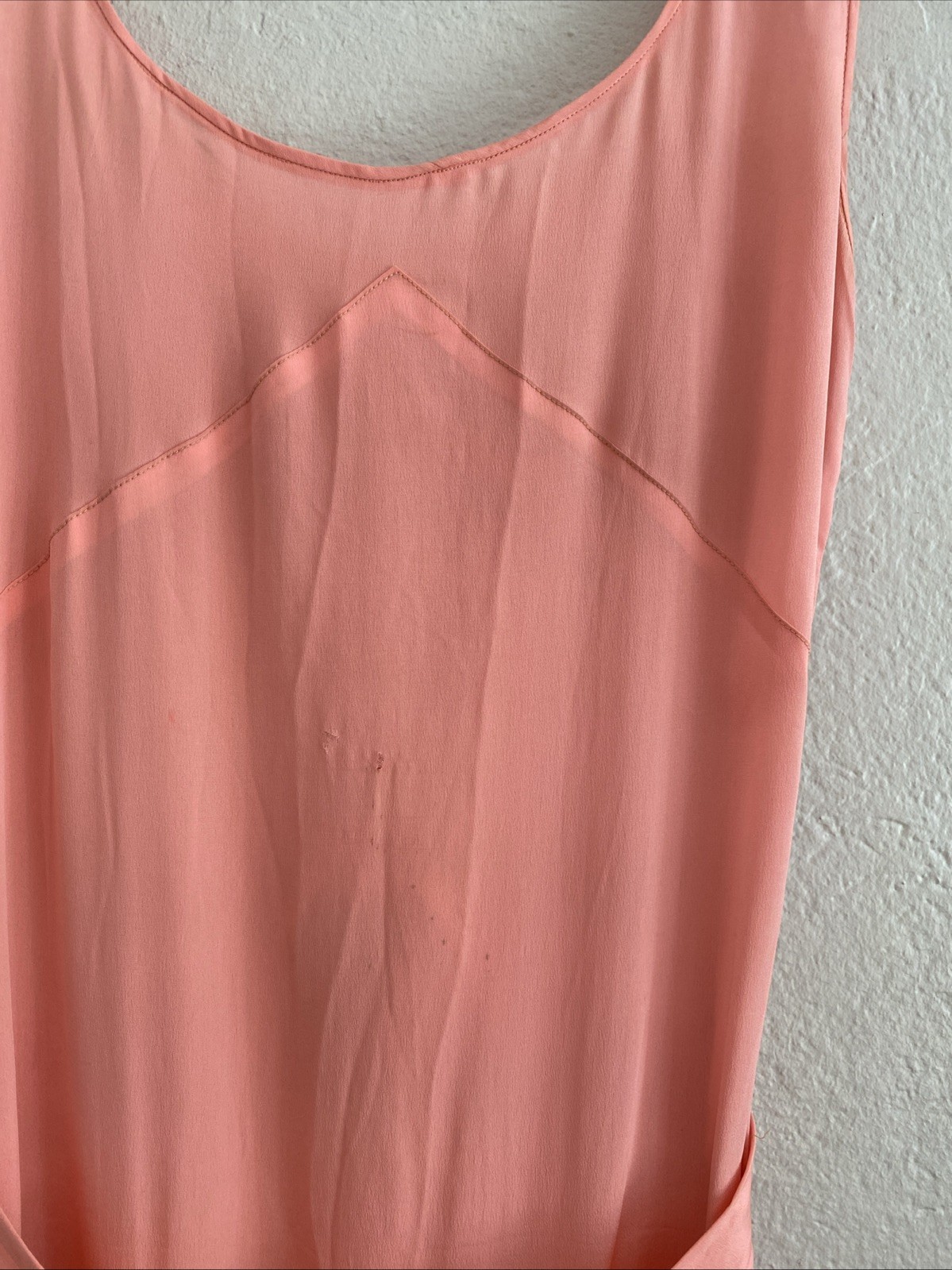 Vintage 20s 30s Pink Silk Crepe Party Dress Minimalist Deco Seams Bow Belt XS S