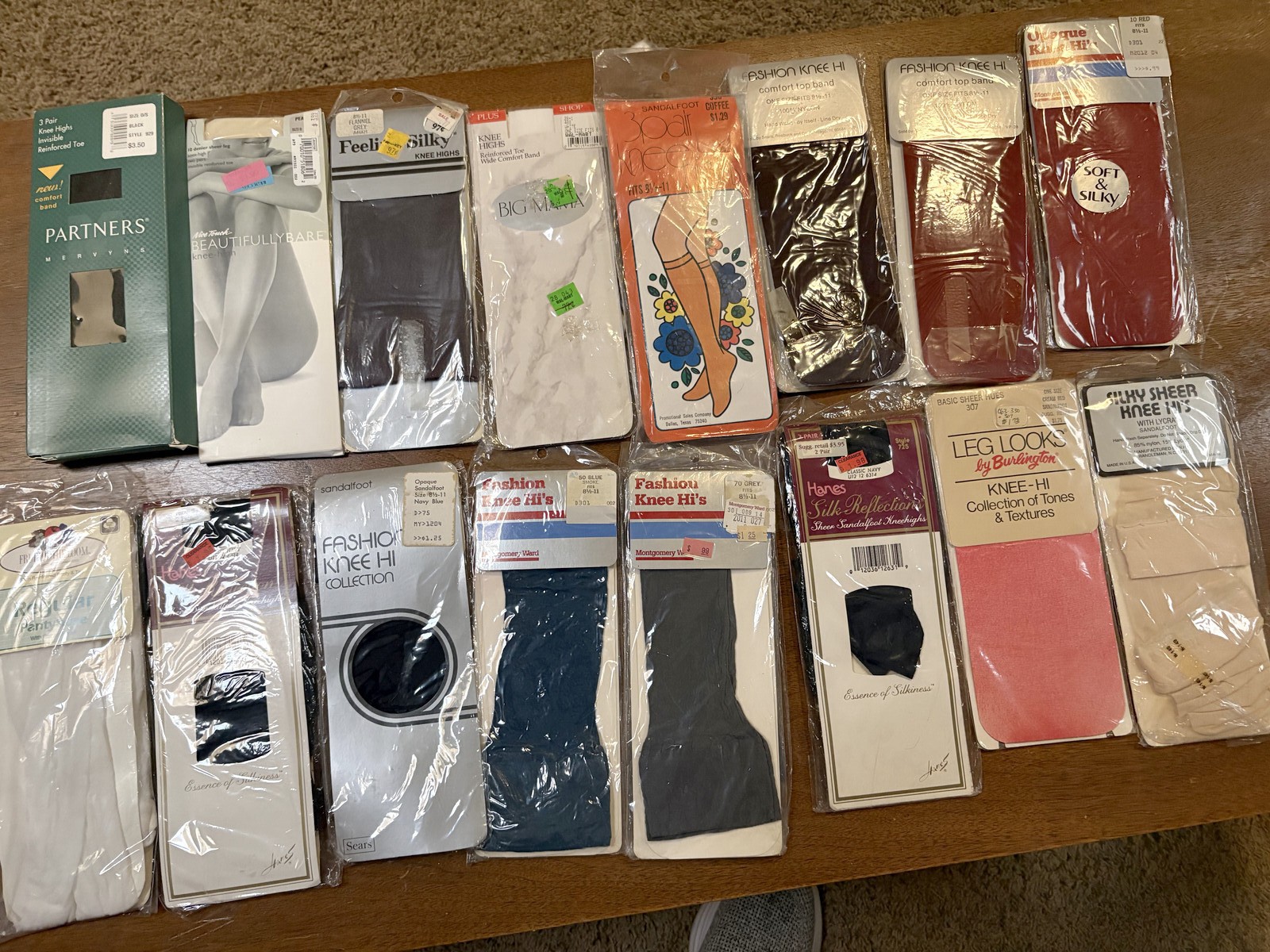 Vintage NOS Knee Highs Pantyhose Lot Hanes Sears Mervyns 18 Pkgs