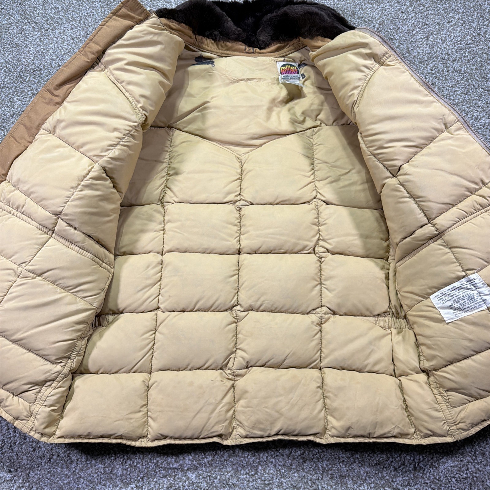 Vintage Miller western Wear Goose Down Fur Collar Puffer Jacket 80s