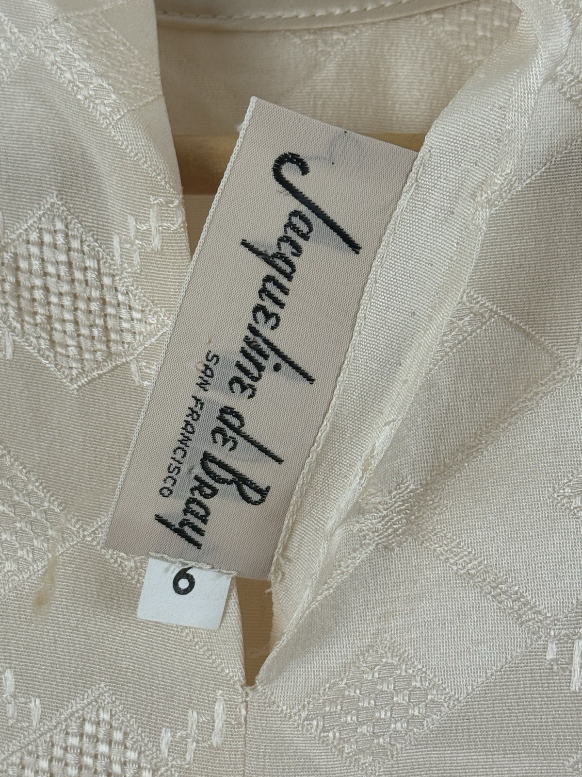 Vintage Jacqueline De Bray Peach Shift Dress Long Sleeve Size 6 Satin