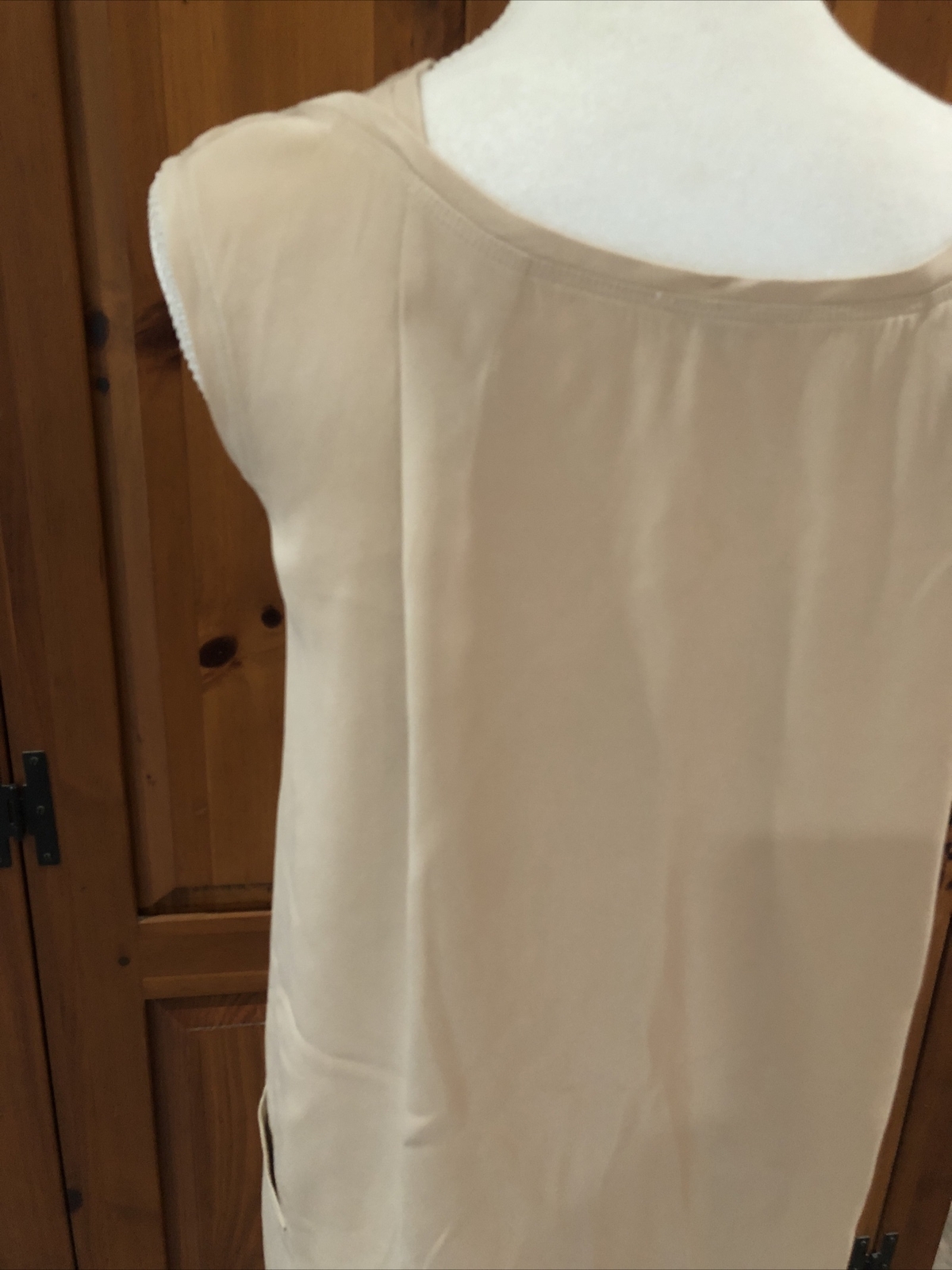 Geoffrey Beene vintage 70s blush nude silk jersey Chicly Detailed Shift Dress S