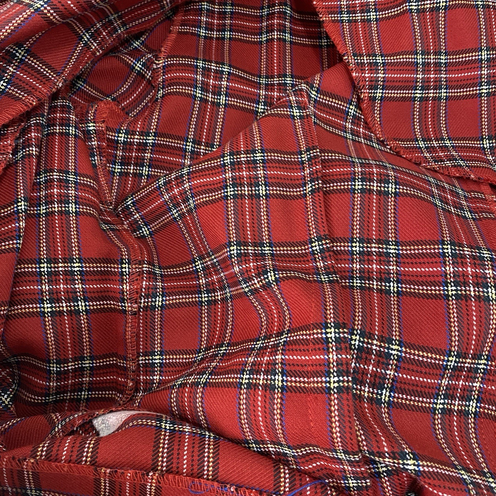 Vintage Sharon Young Plaid Dress Velvet Trim Mock Pockets Unlined Cute Buttons