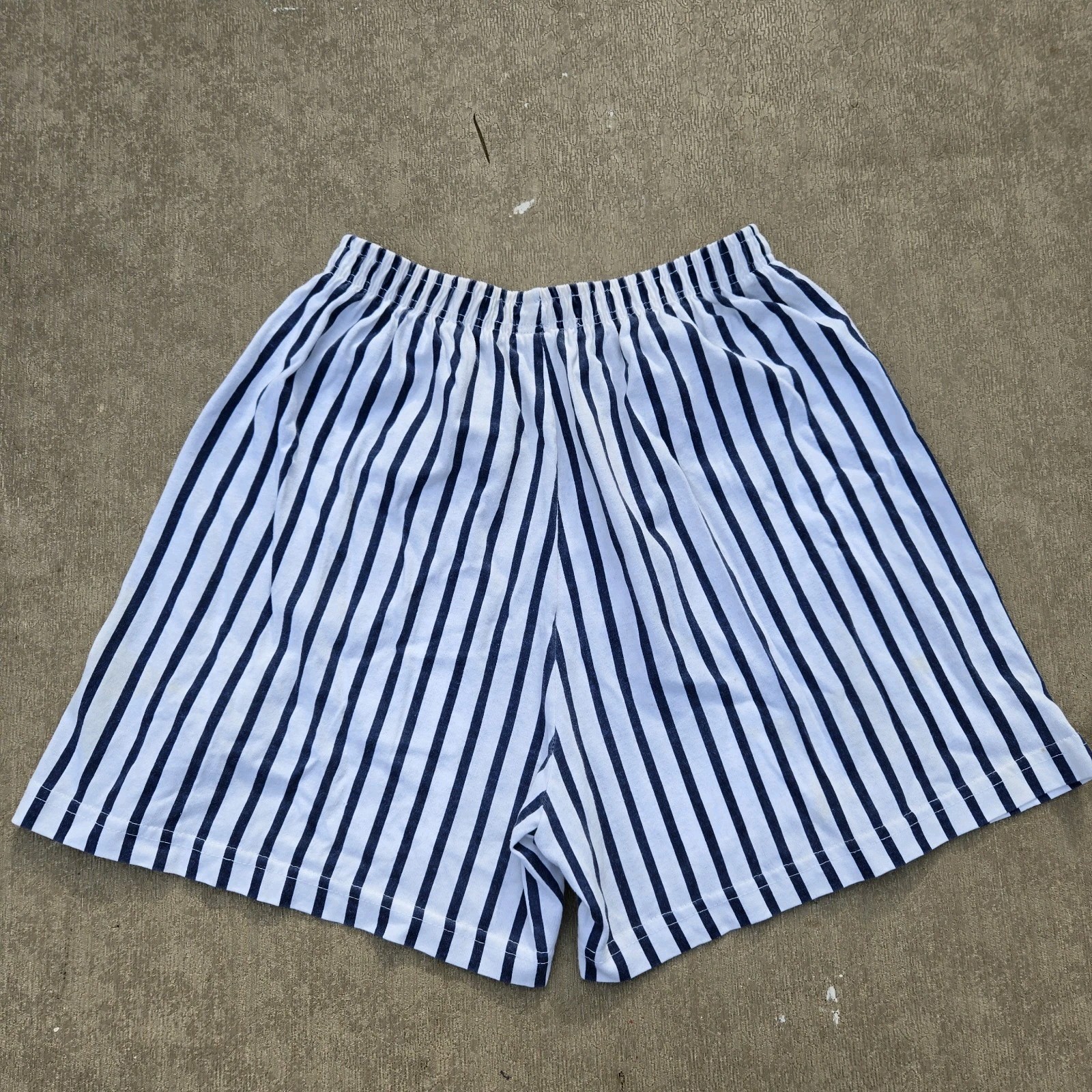 Vintage 90s Womens Cotton Shorts Elastic Waist Pinstripe Baseball Star MEDIUM