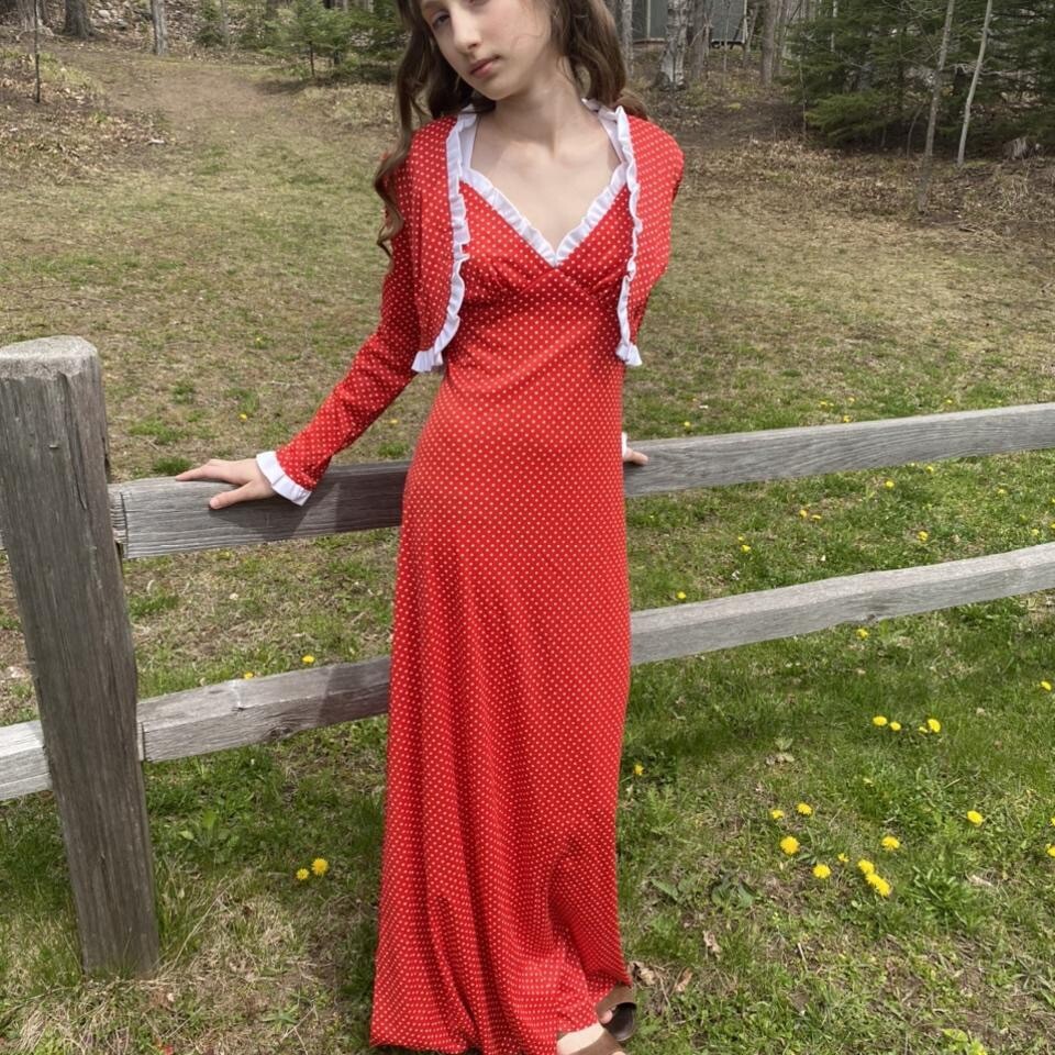 Vintage 70s Red Polka Dot Sundress Set