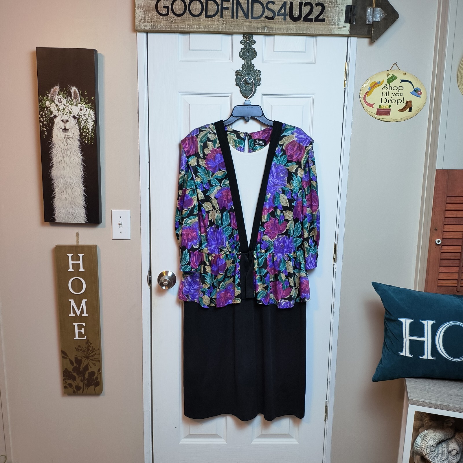 Vtg Jenny Floral Midi Dress Drop Waist Cottagecore Ruffled Multicolor 24W