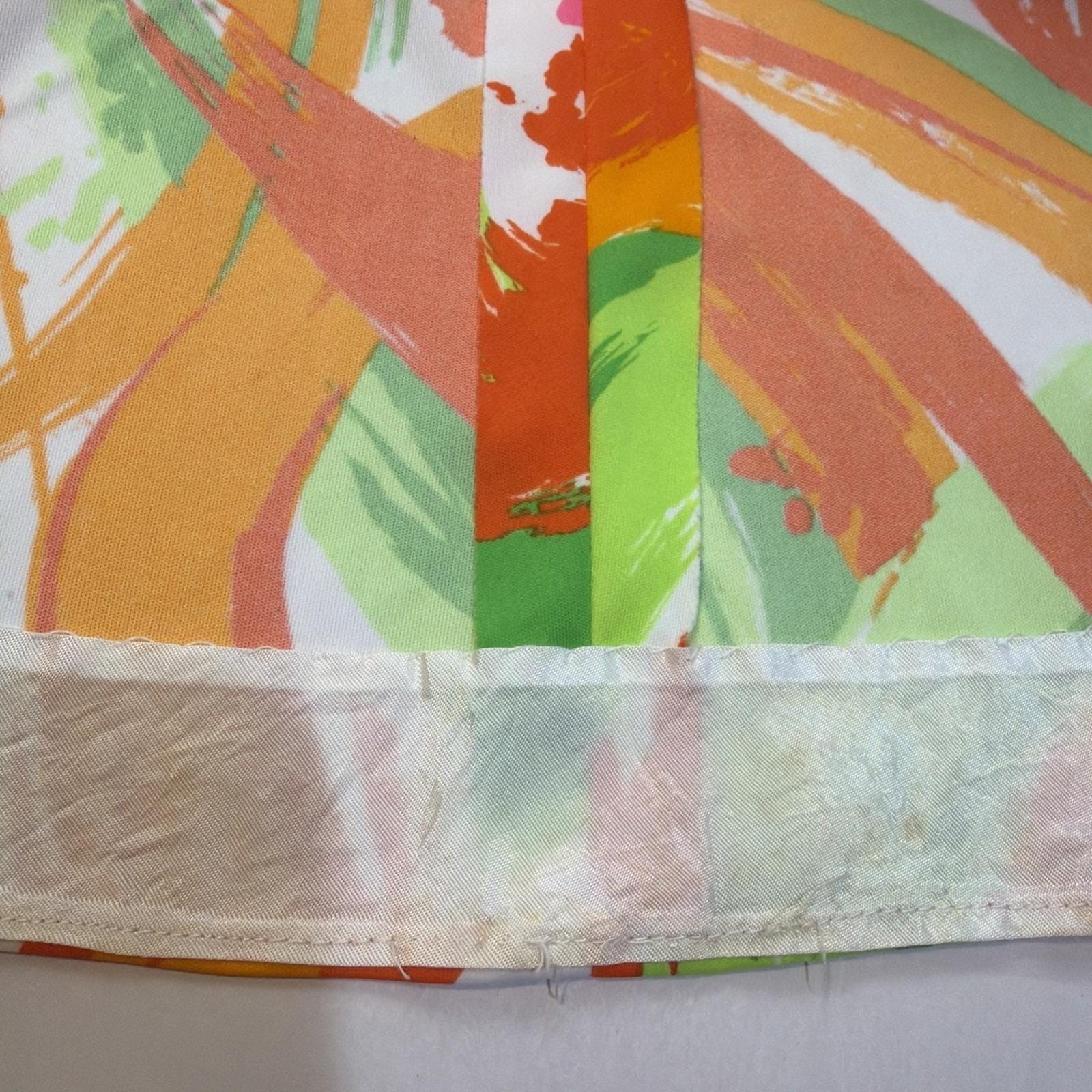 Vintage 70s Psychedelic Maxi Dress Multicolor Abstract Mock Neck Retro Mod