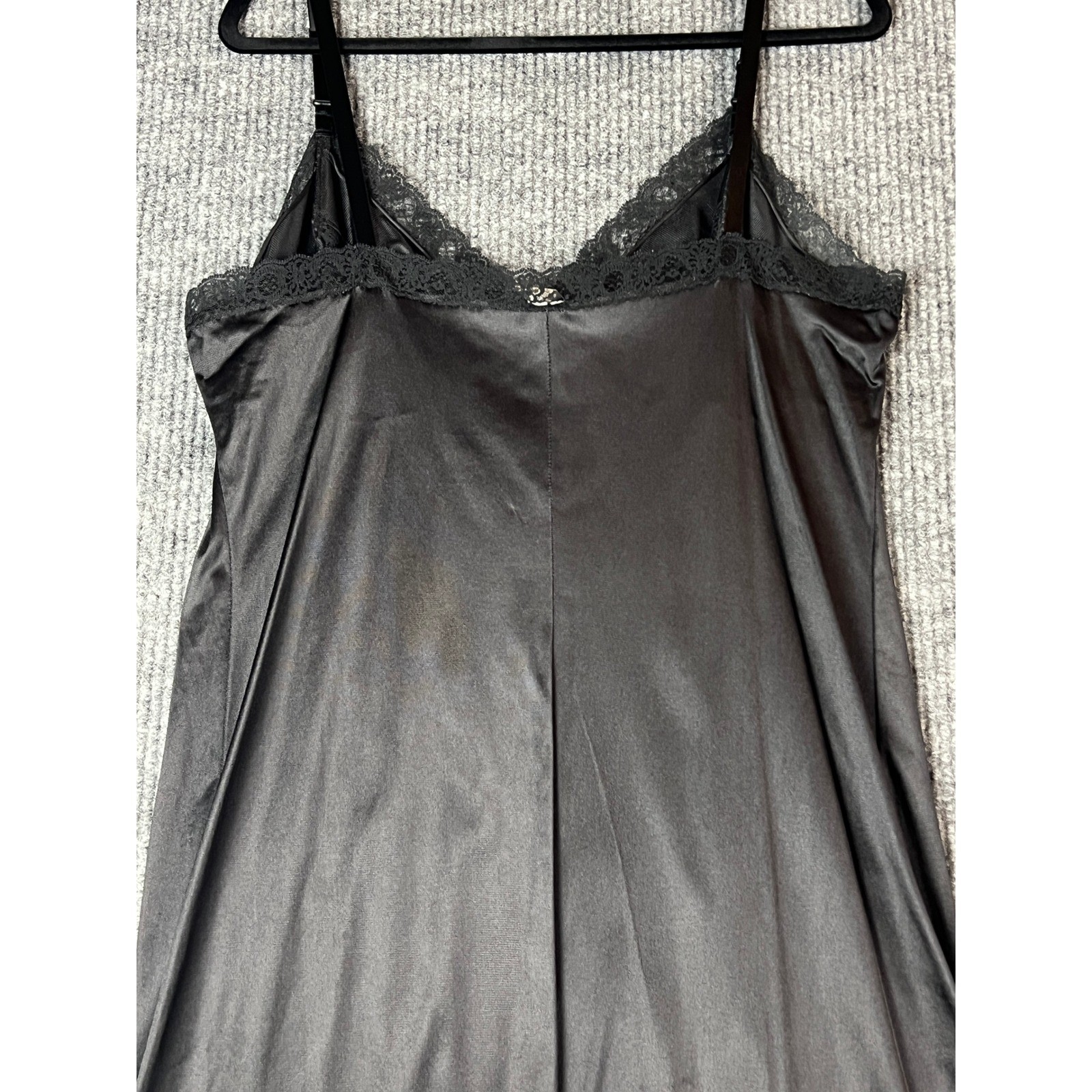 Movie Star Vintage Full Slip Dress Gothic Coquette Minimalist Black Nylon 40/L