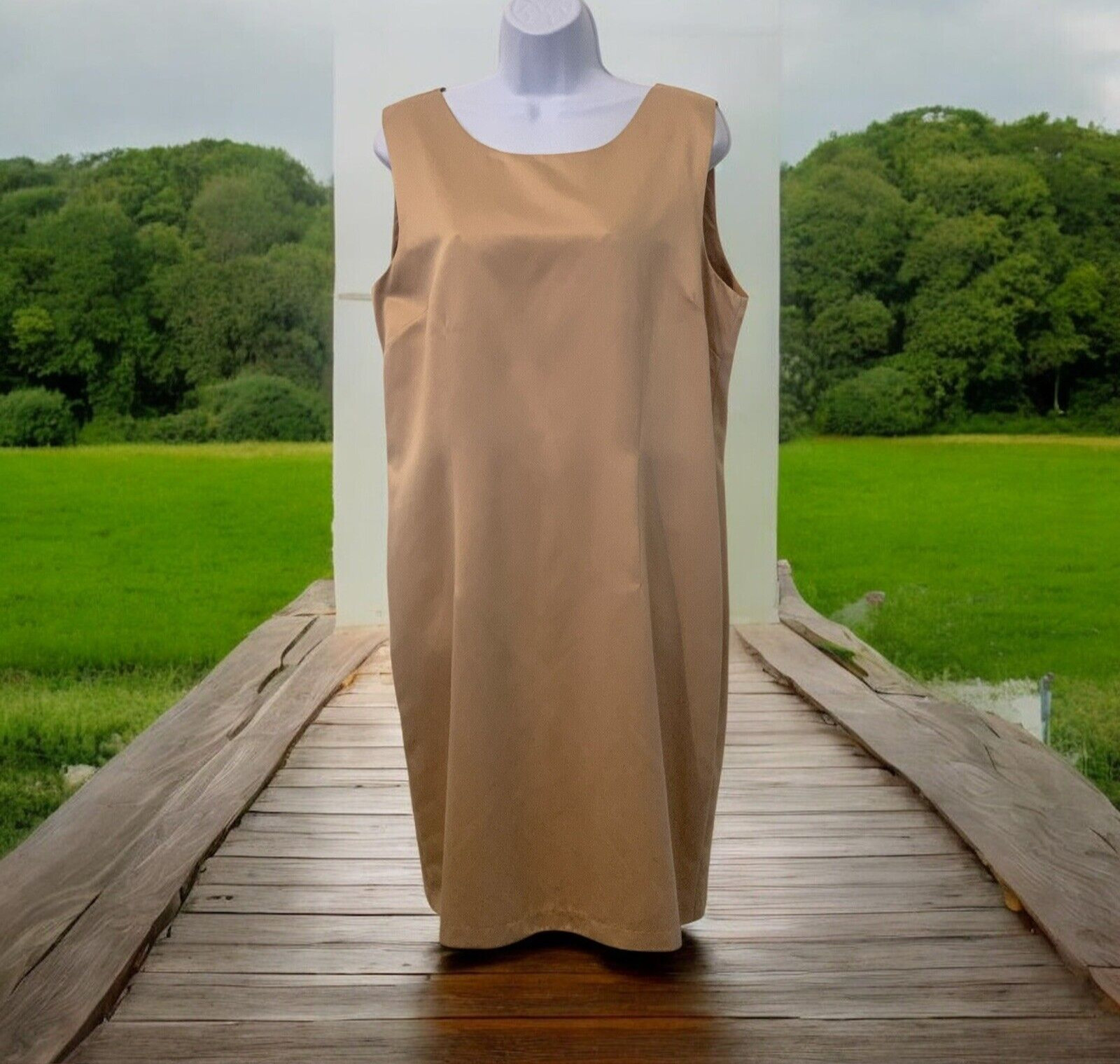 Victoria Holley Womens 2 PC Dress Set Size 14 Gold Silk Blend Matching Cardigan