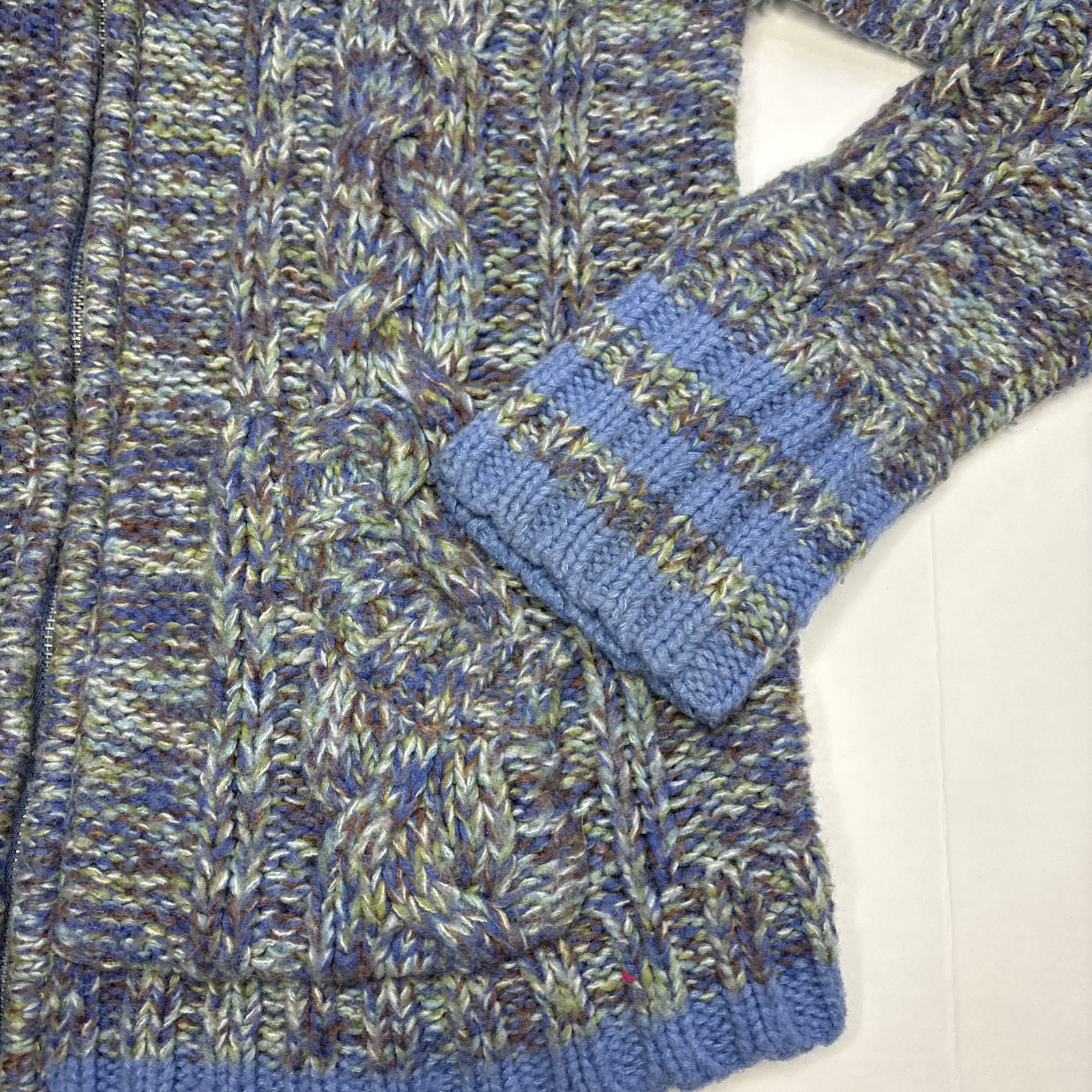 Vintage TILT Knit Zip Up Hoodie Sweater Sz M Cottagecore Blue Purple 90s Y2k