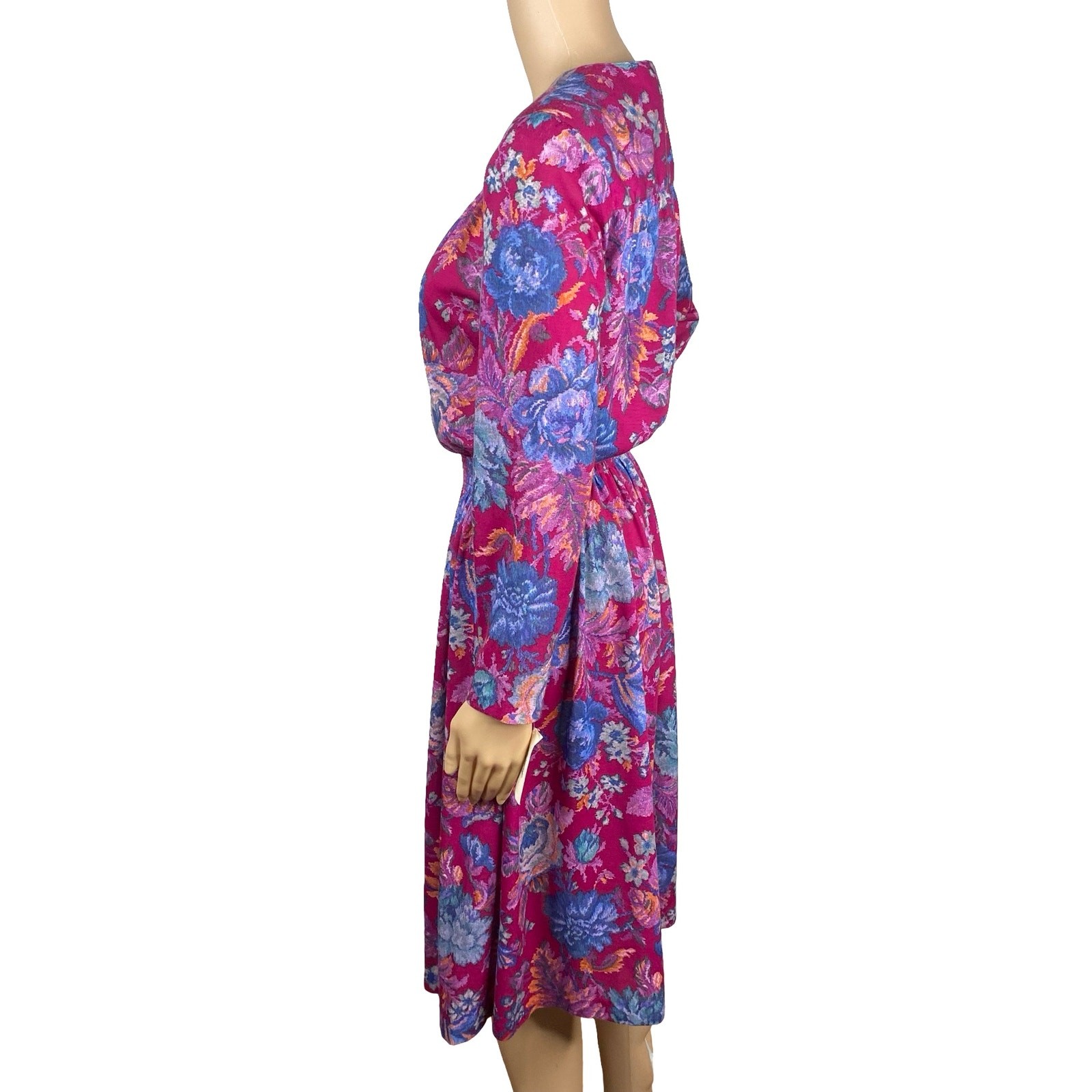 NWT Vtg 80s Taurus II Purple Floral Smocked Cottagecore Midi Dress SZ 10