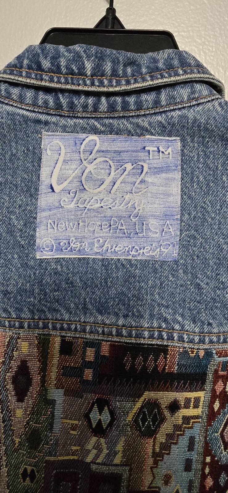 Von Ehrenpreis Jacket Women’s S Blue Denim Tapestry Coach New Hope PA Vintage