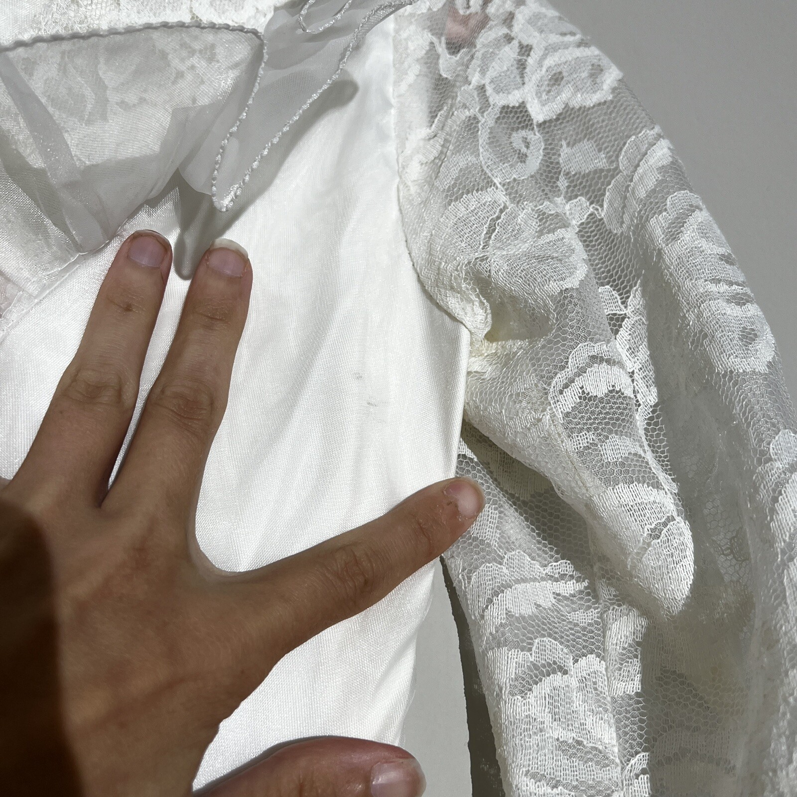 Vintage 1970s Bridal Originals White Cottagecore Wedding Dress Ruffle Lace Small