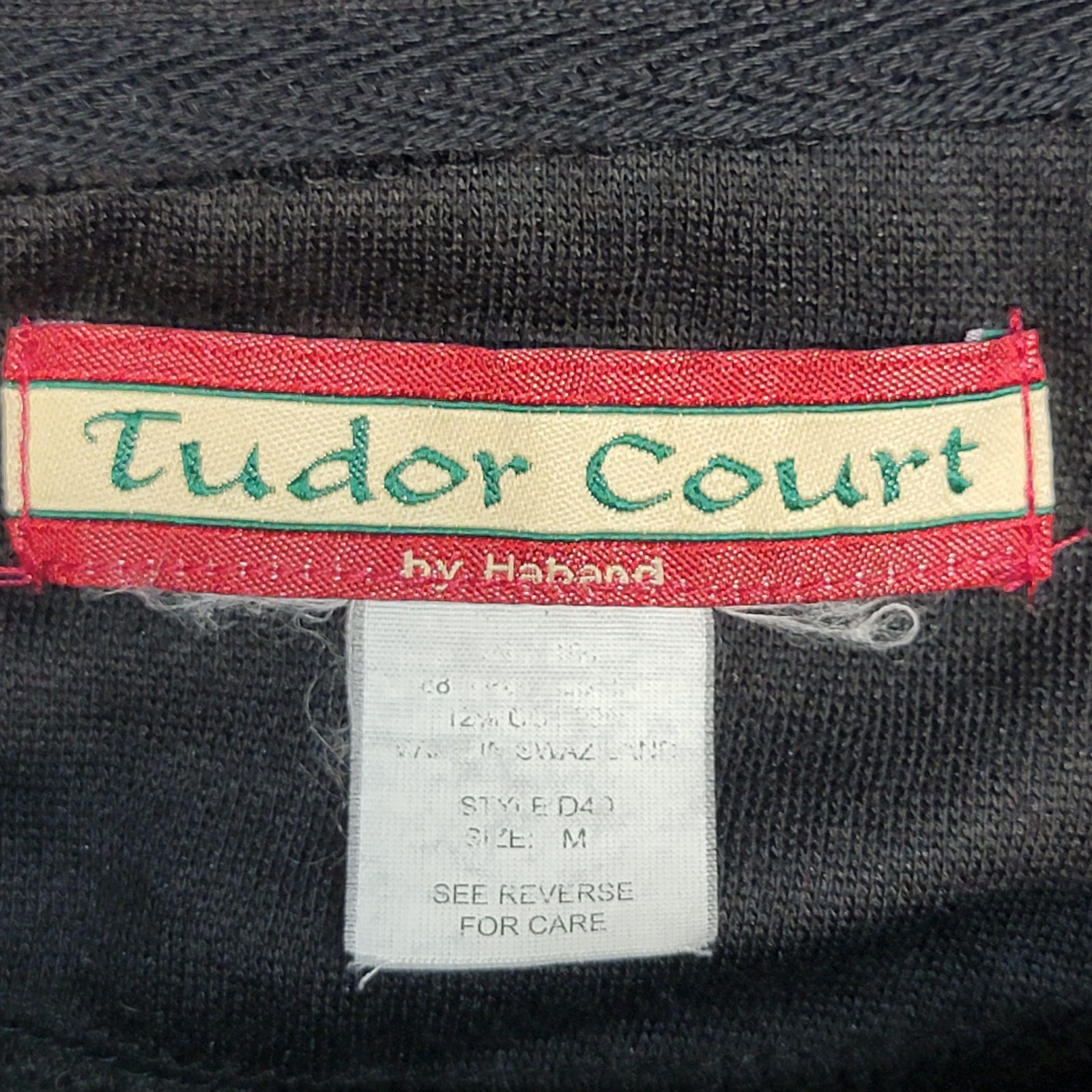 Vintage Tudor Court Womens Sweatshirt Button Jacket Vintage 90’s Size MED Black