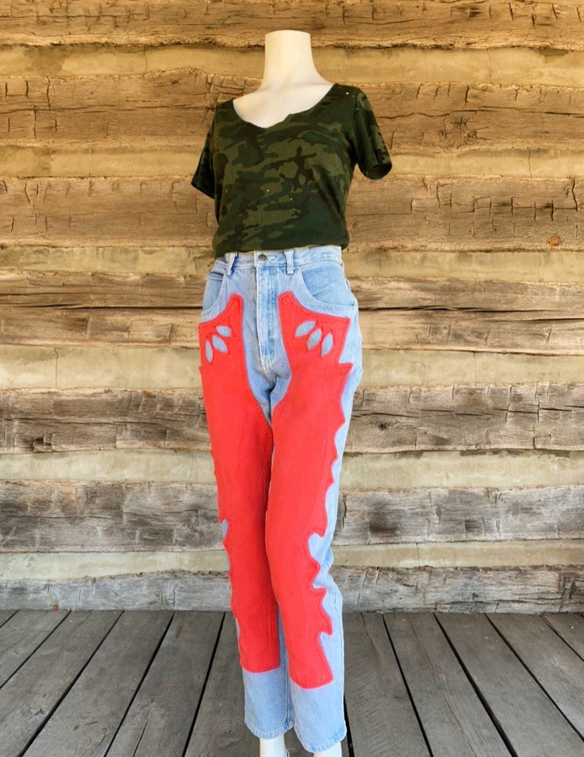 Vintage 1980’s Grunge Goth Rock Tapestry Women’s Cowboy ZANADI Jeans Festival