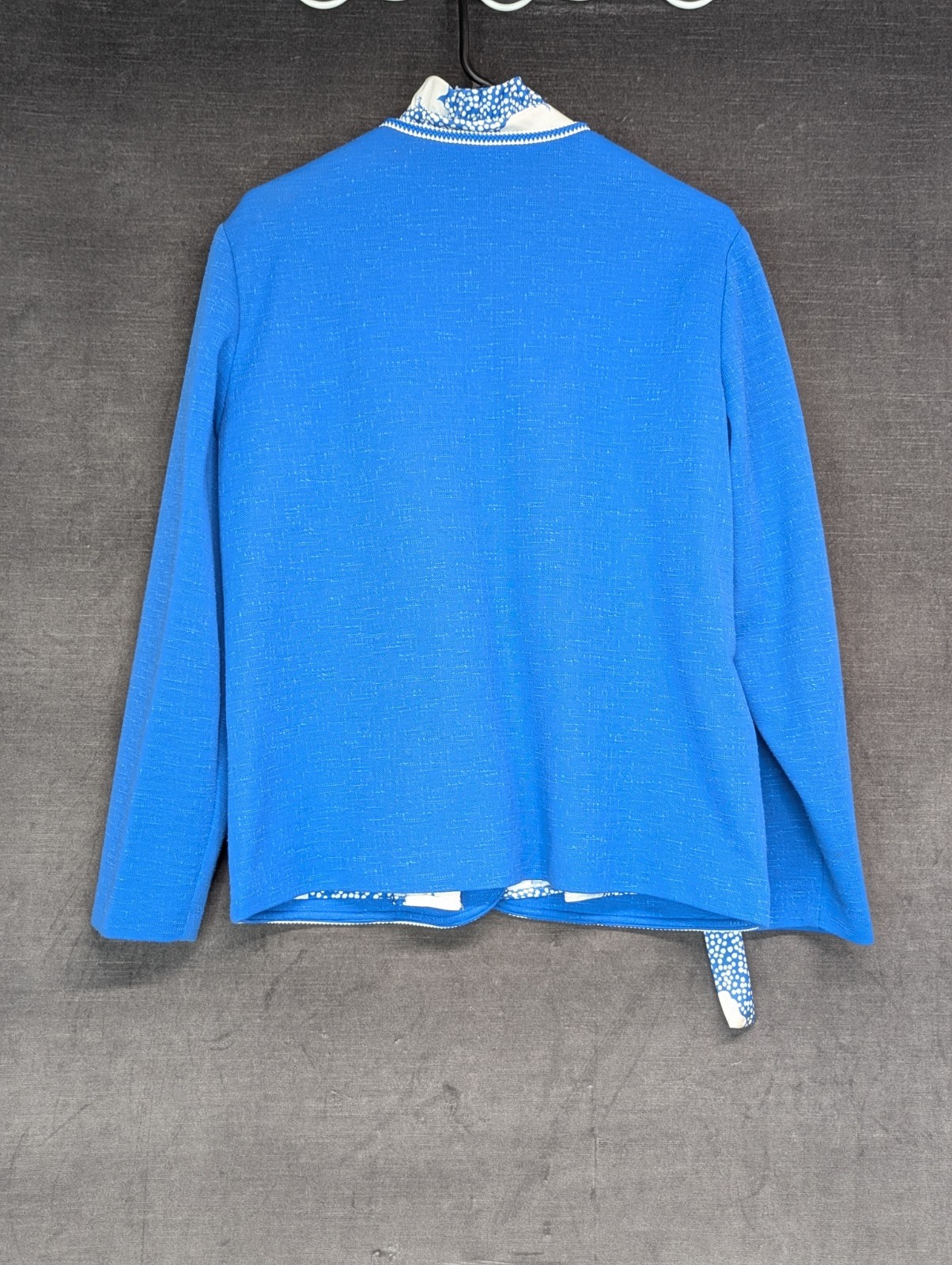Vtg Cape Cod Match Mates Blue Shirt/Jacket Set Grandma Core Pussycat Bow Coastal