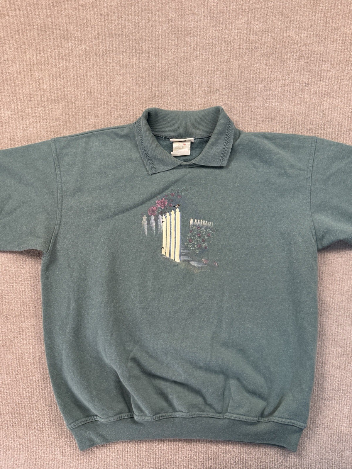 VTG 90s Northern Reflections Gardening Flowers Bees Collar Crewneck Sweatshirt-L