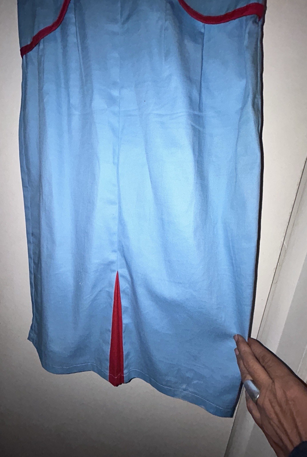 Vintage 1950 dress baby blue with red trim. Pinup girl By Lindy Pop