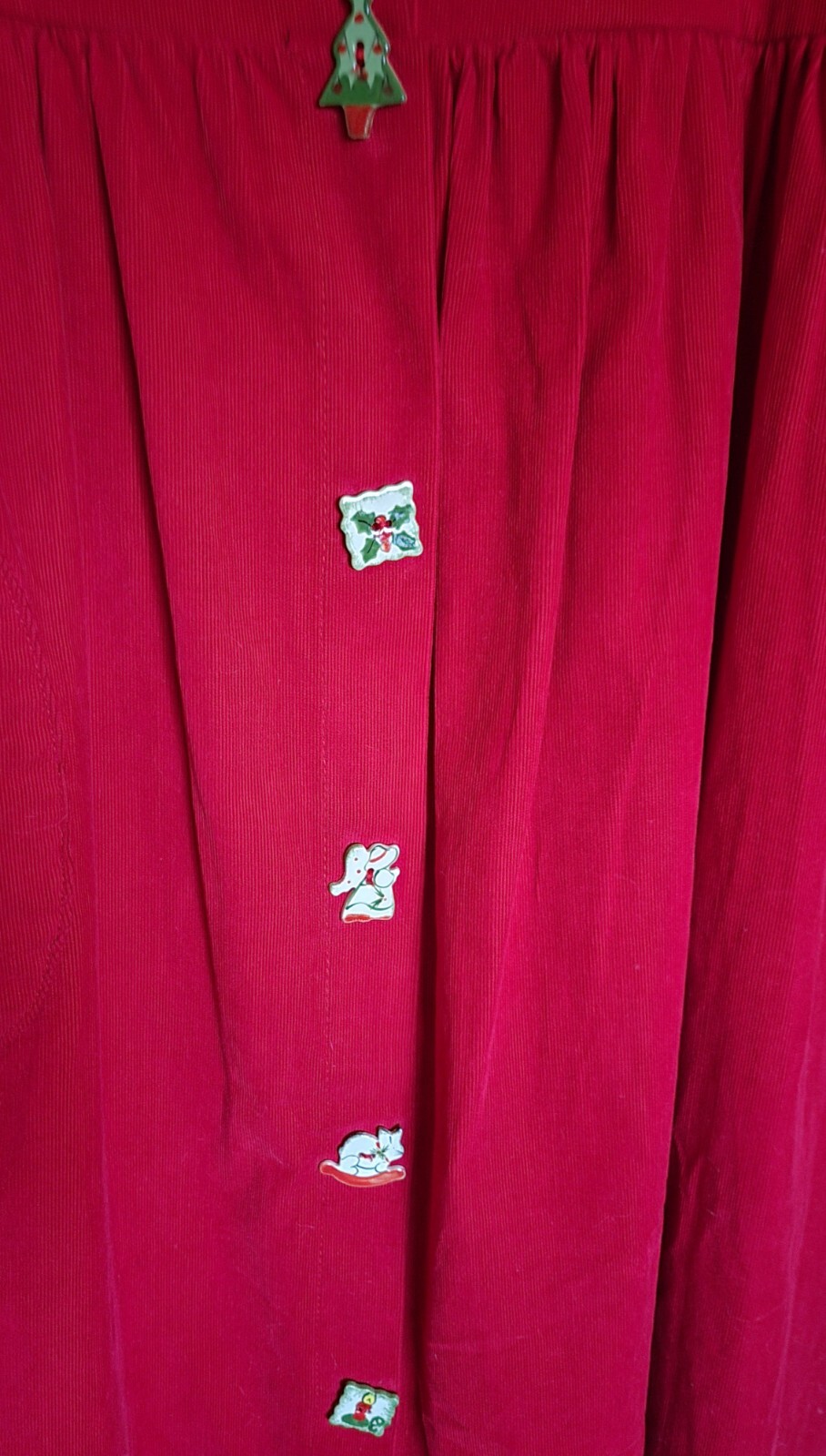 Vintage Dogwood Lane Dress Womens Size Large Christmas Mrs Claus Corduroy Red