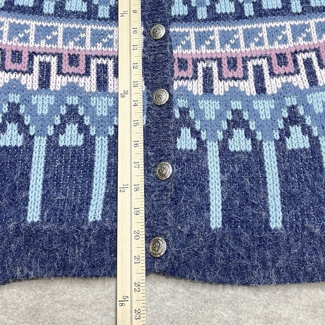 Paris Sport Club Universal Vintage Blue Fair Isle Fuzzy Knit Cardigan Sweater S