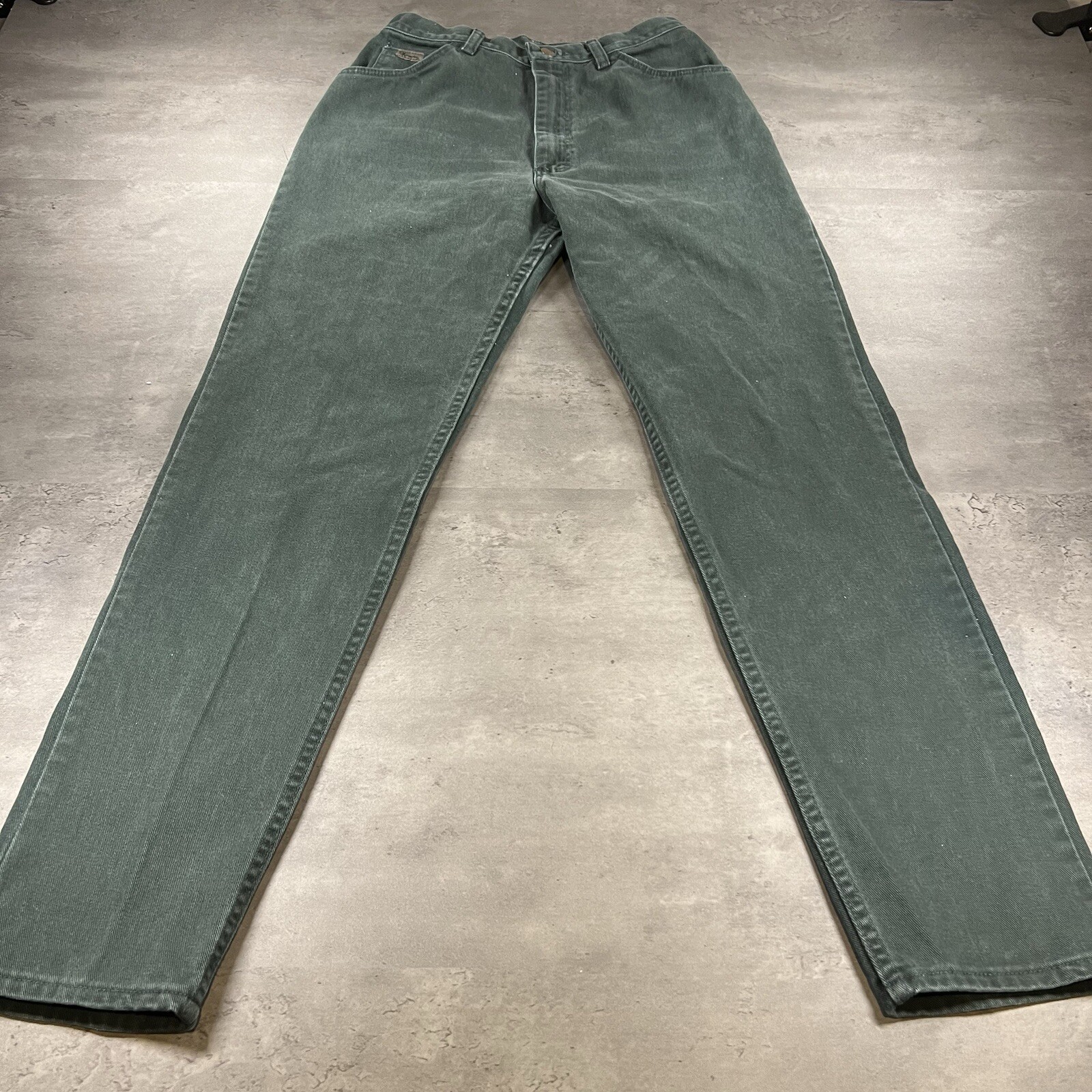 Vintage 80s Wrangler Jeans Women 10 26×31 Green High Waist Tapered Leg Waist USA