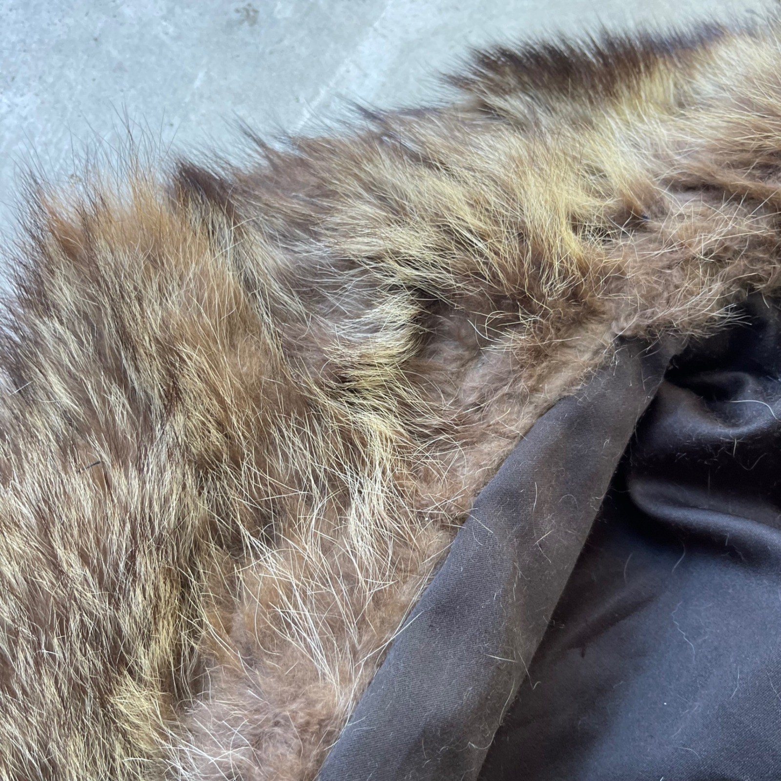Nicholas Furs New Haven Vintage Raccoon Fur Coat Brown Grey Shawl Collar Lined
