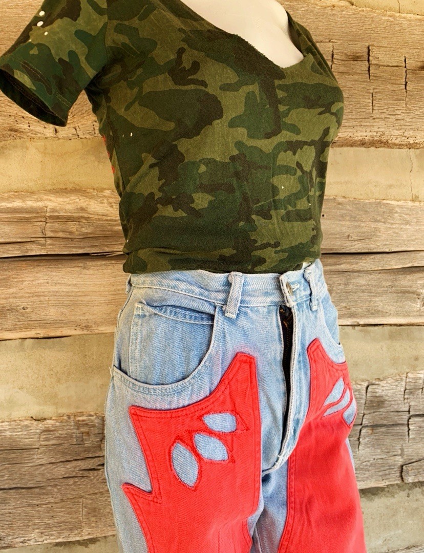Vintage 1980’s Grunge Goth Rock Tapestry Women’s Cowboy ZANADI Jeans Festival