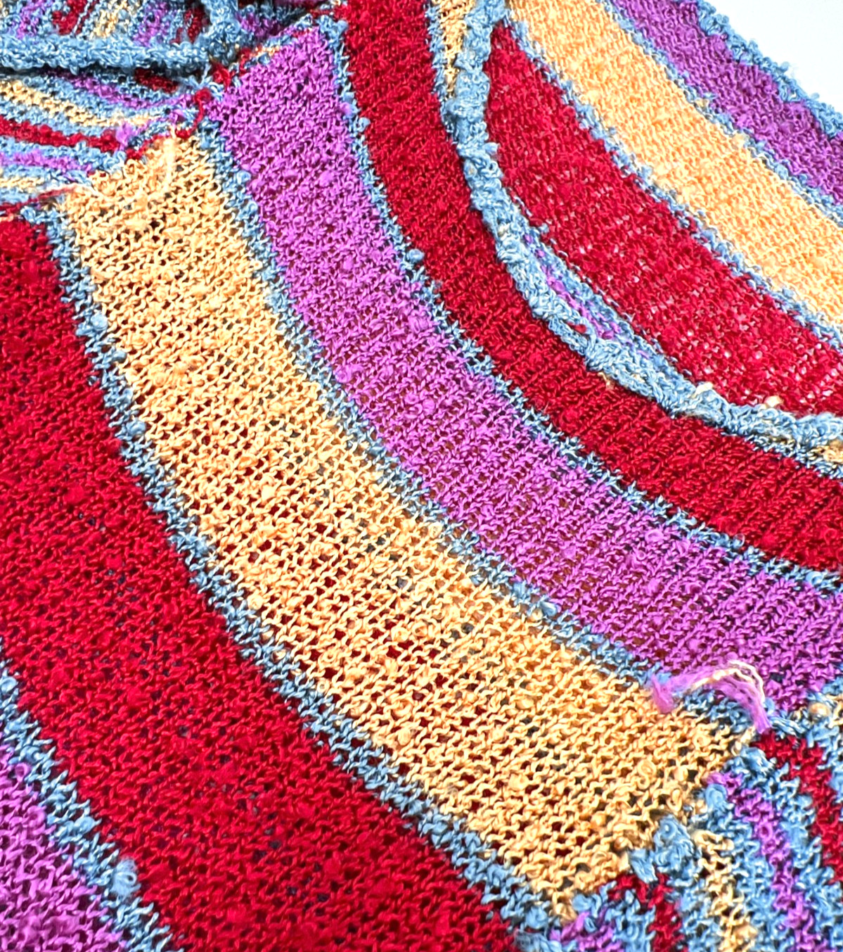 VTG French Rags Women’s Small Top Raw Silk & Rayon Hand Loomed Boho Made USA