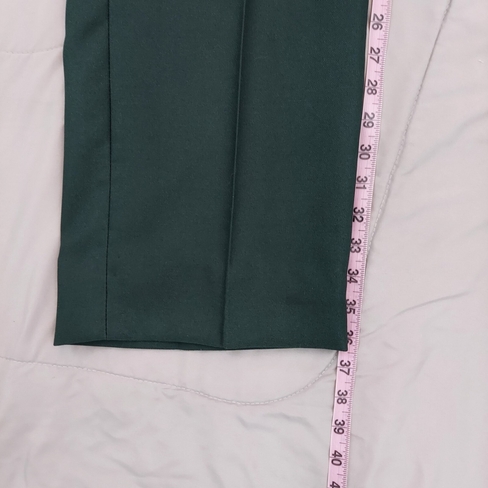 VTG 70s Haggar Green Polyester Pants USA Made Hemmed Capri 32×25 Grandpa Core
