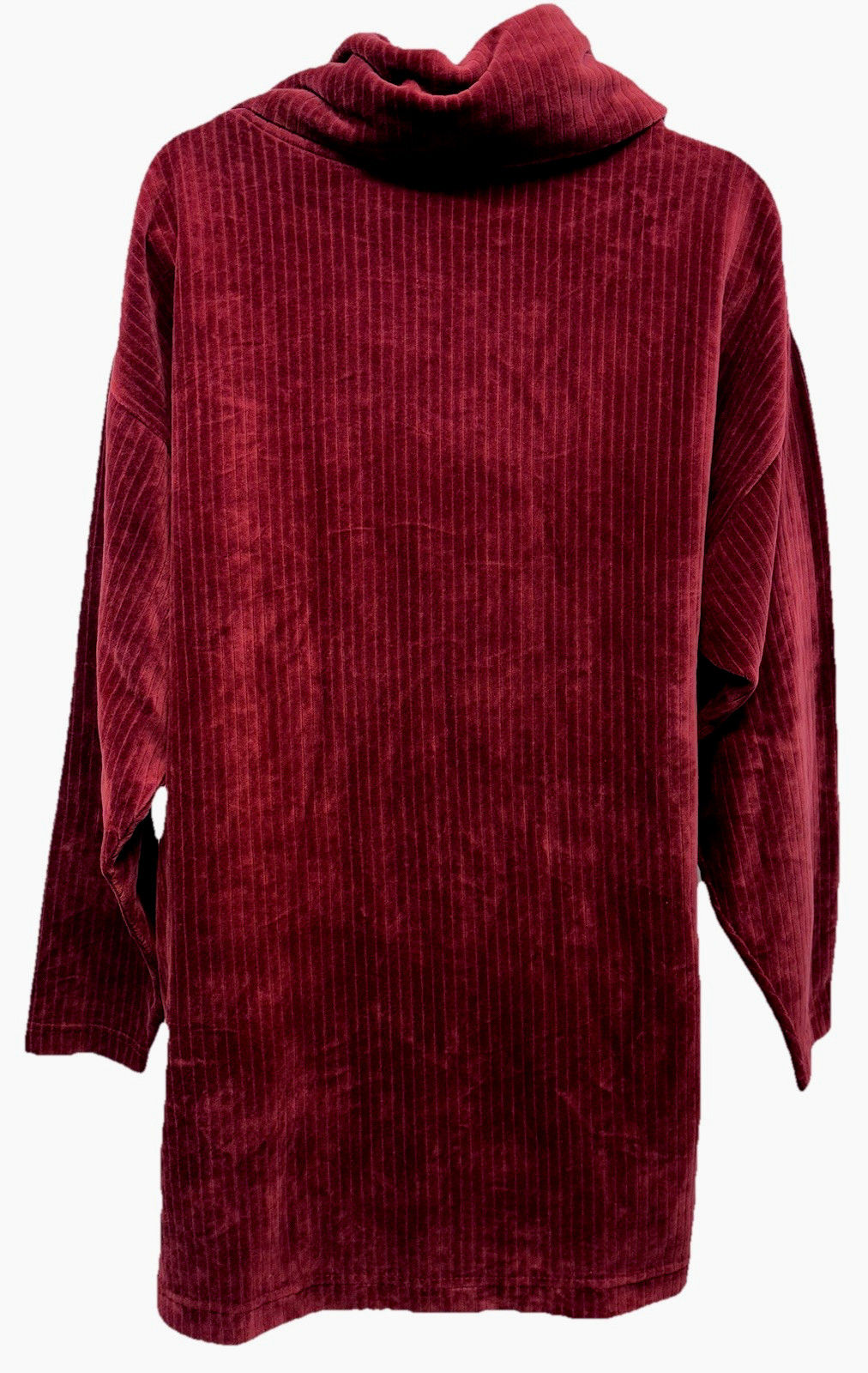 VTG LIZWEAR Women Size M Pullover Long Sleeve Cowl Neck Velour Top Maroon Ribbed
