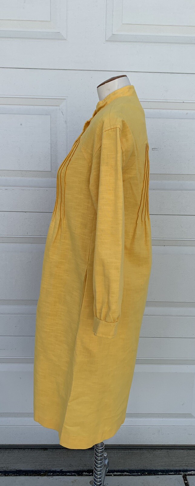 Vintage 60’s 70s S. HOWARD HIRSCH Pintuck Sunflower Yellow Utility Dress XS/S
